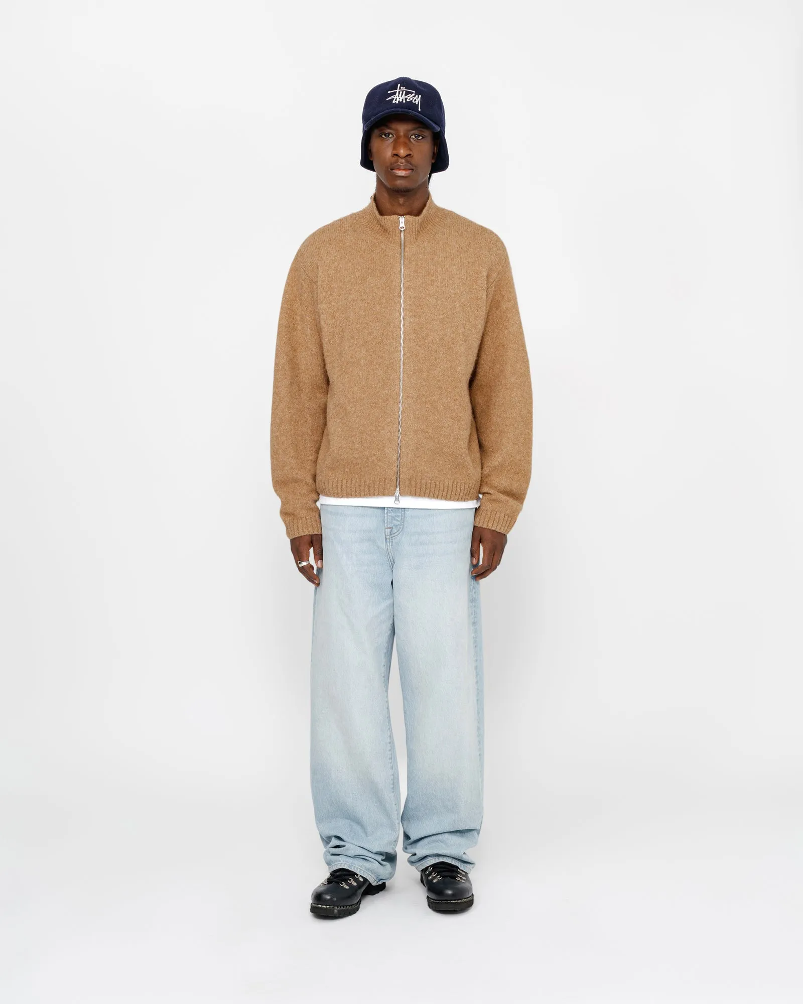 FULL ZIP BRUSHED MERINO SWEATER sold by Stussy