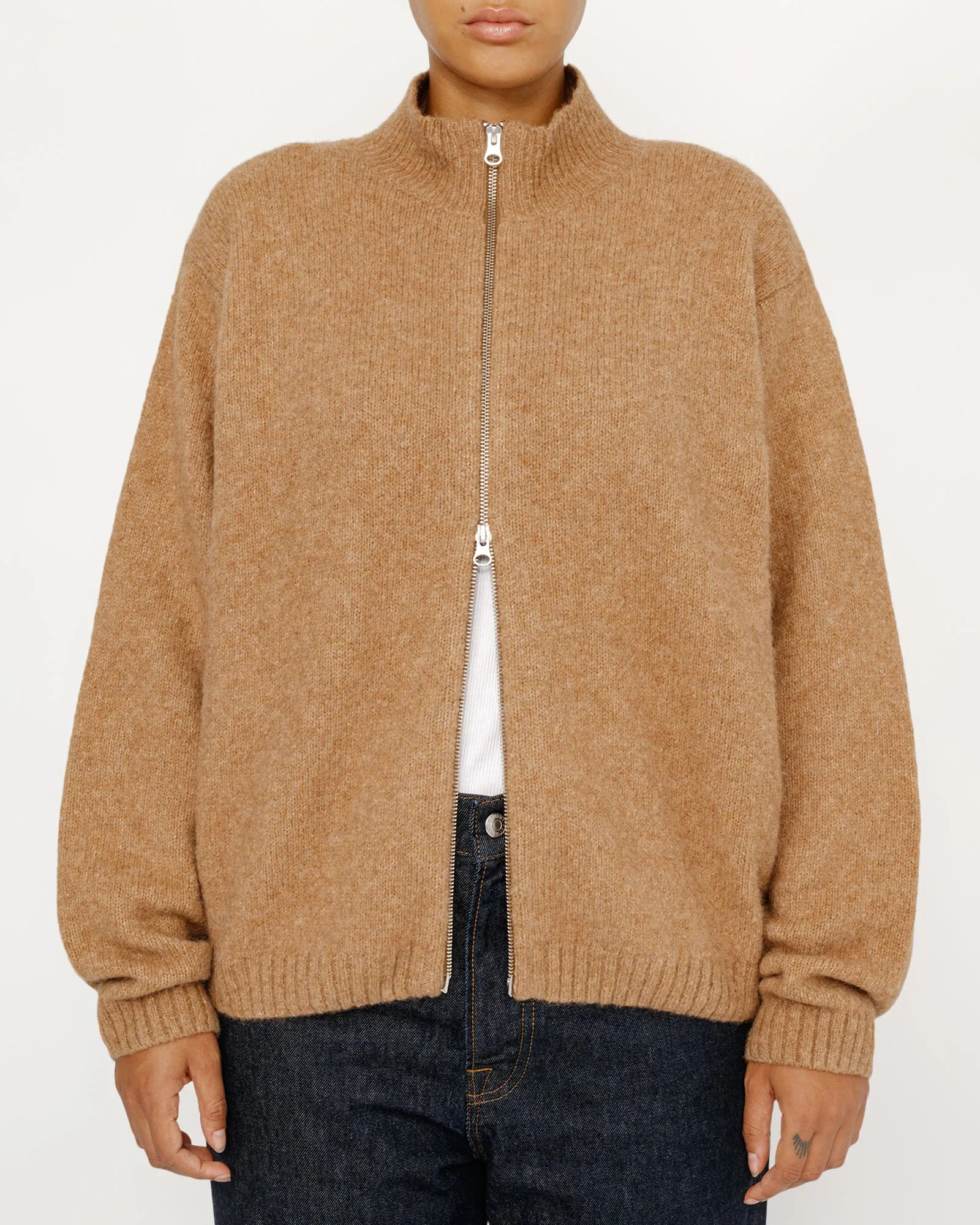 FULL ZIP BRUSHED MERINO SWEATER sold by Stussy product image thumbnail 3