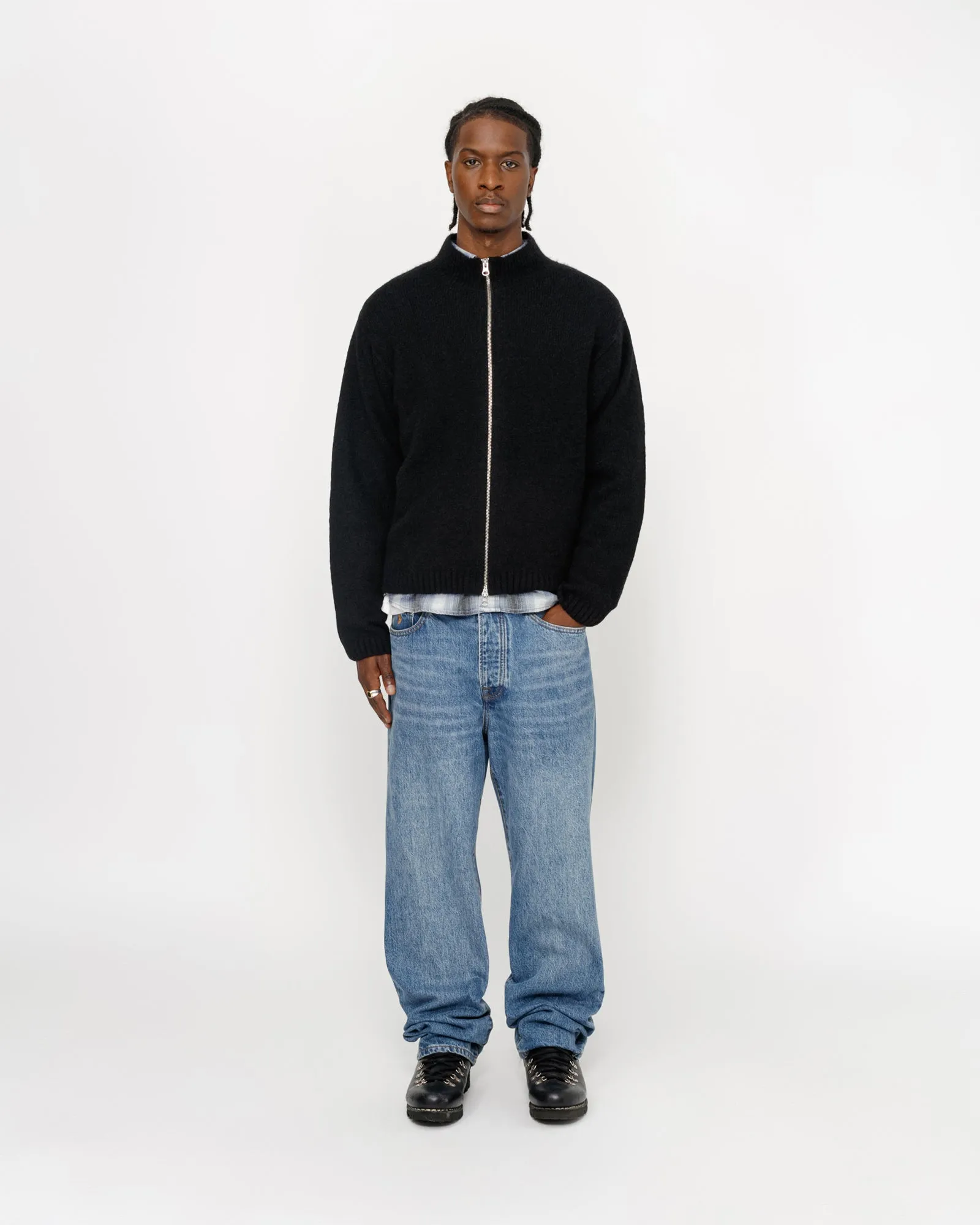 FULL ZIP BRUSHED MERINO SWEATER sold by Stussy