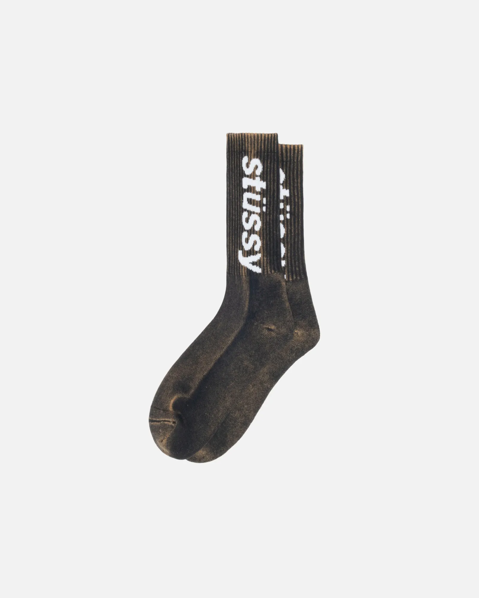 WASHED HELVETICA CREW SOCK sold by Stussy