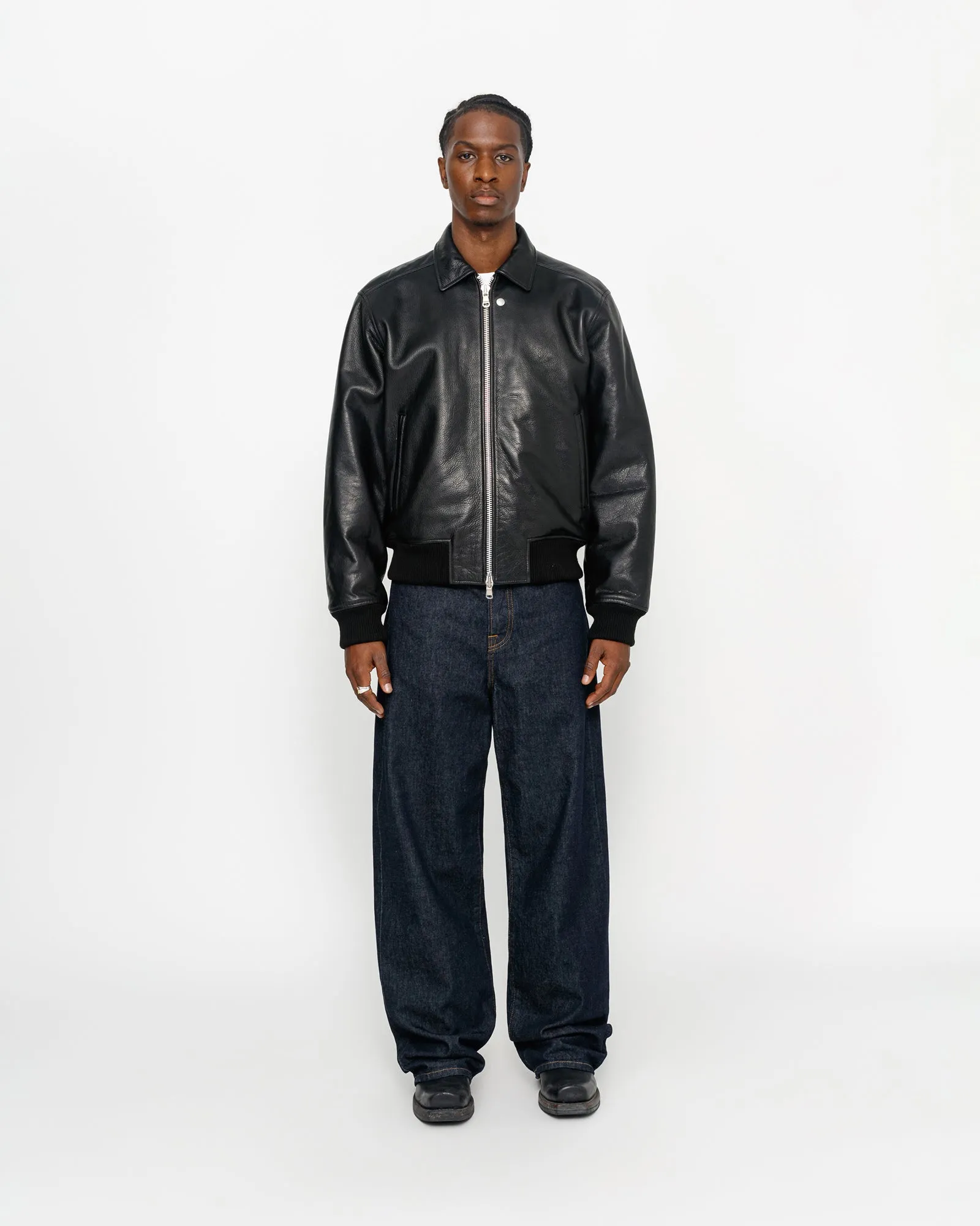 LEATHER FLIGHT JACKET sold by Stussy