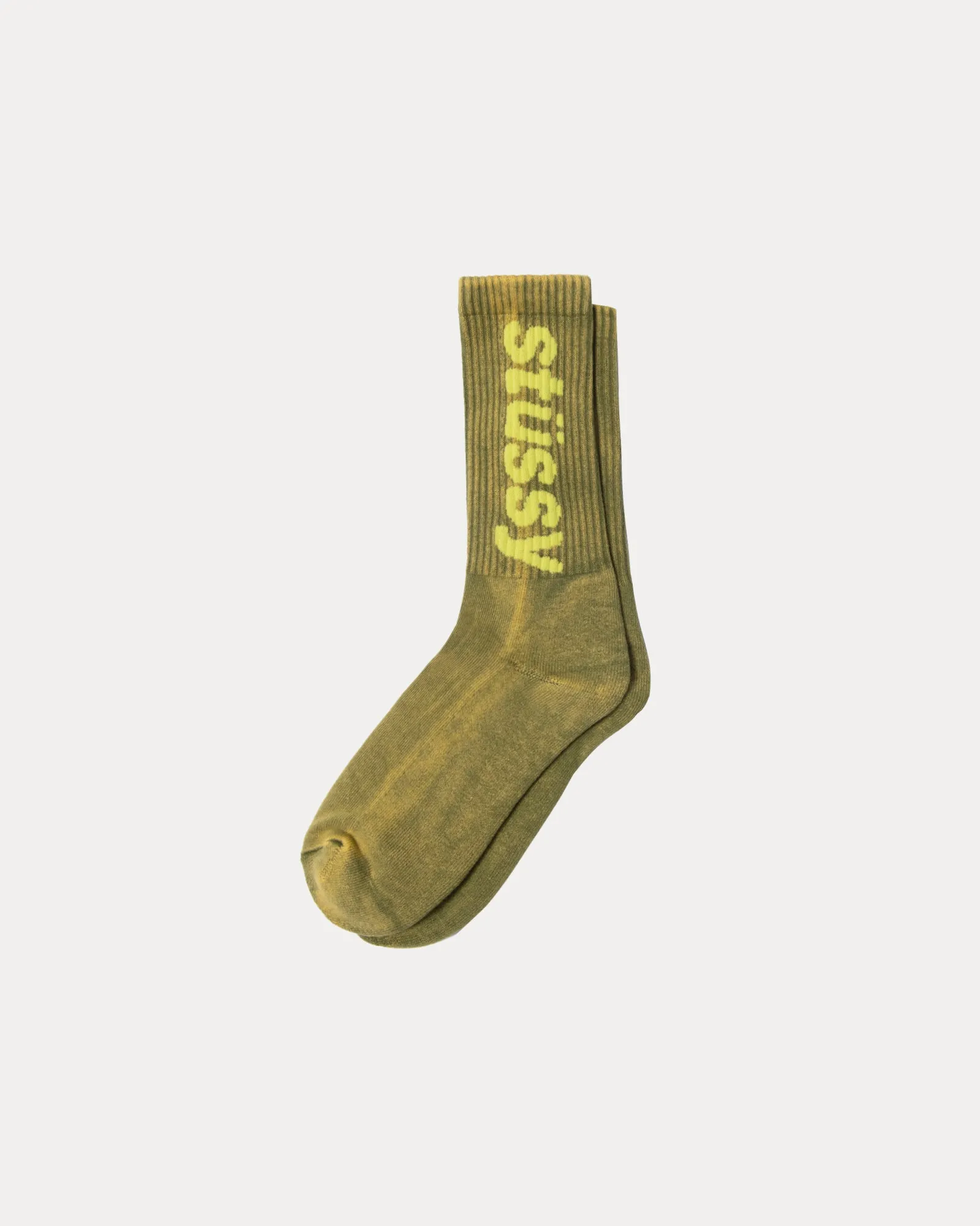 WASHED HELVETICA CREW SOCK sold by Stussy