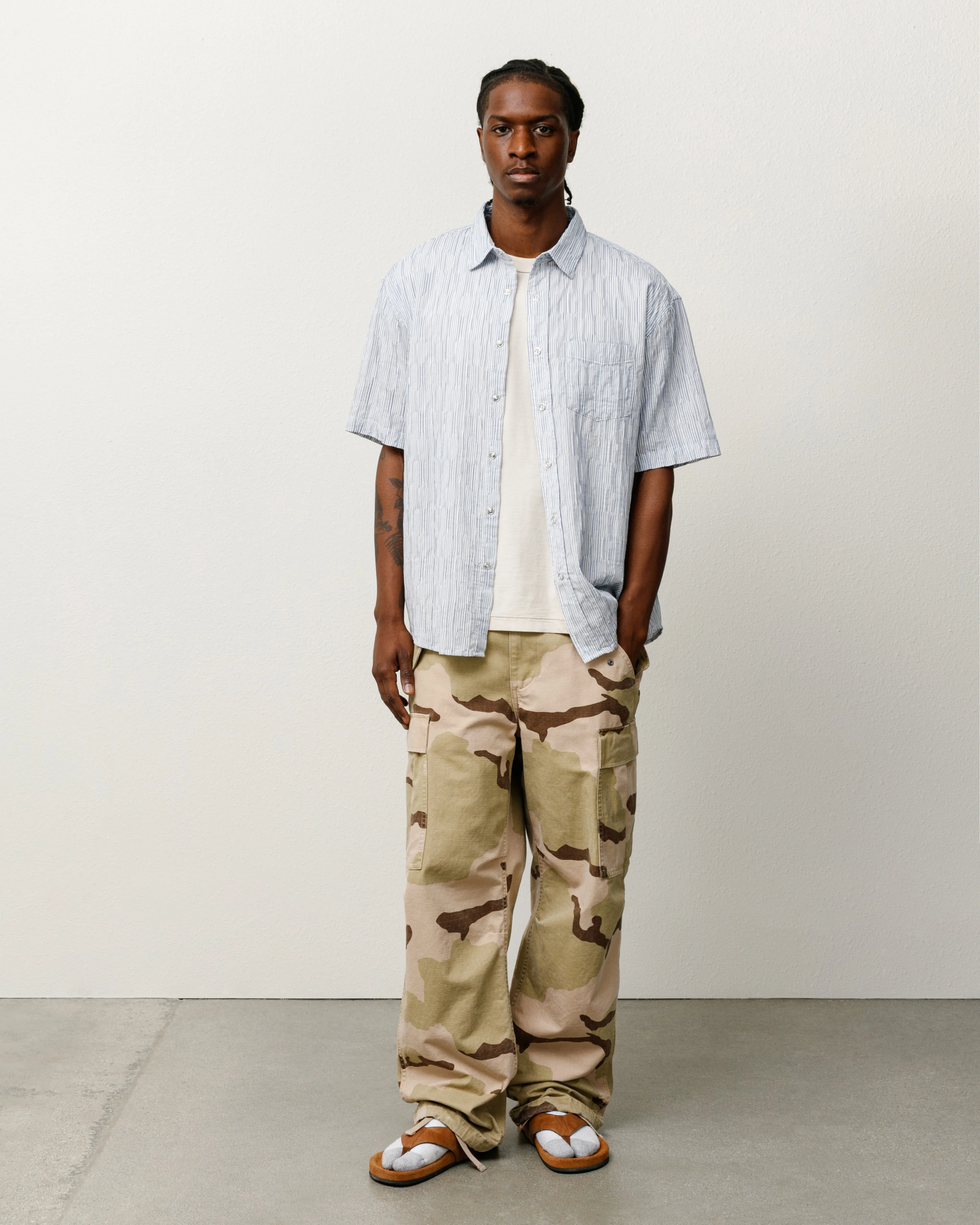 WAVY STRIPED SHORT SLEEVE SHIRT sold by Stussy