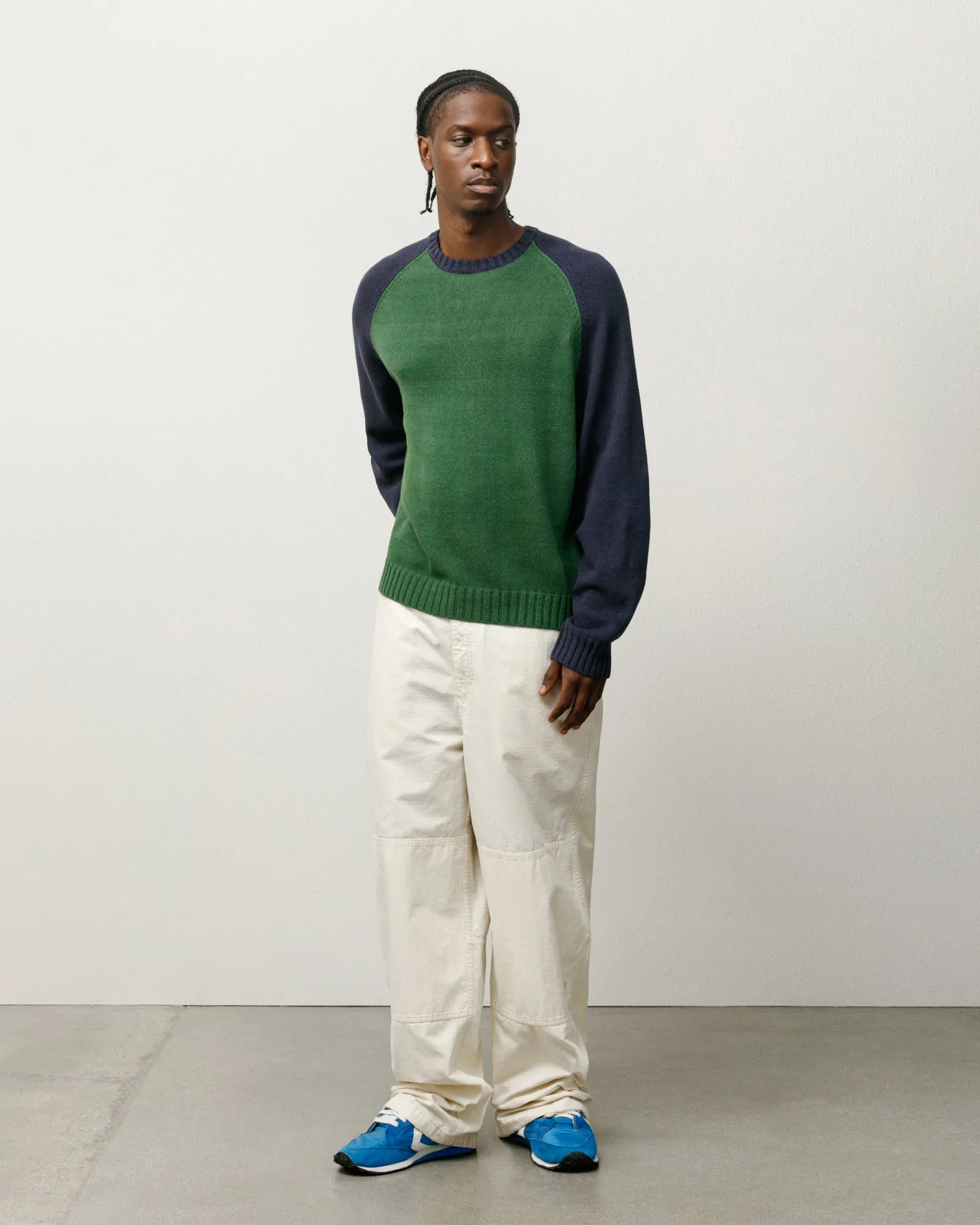 COLORBLOCKED RAGLAN KNIT CREW sold by Stussy