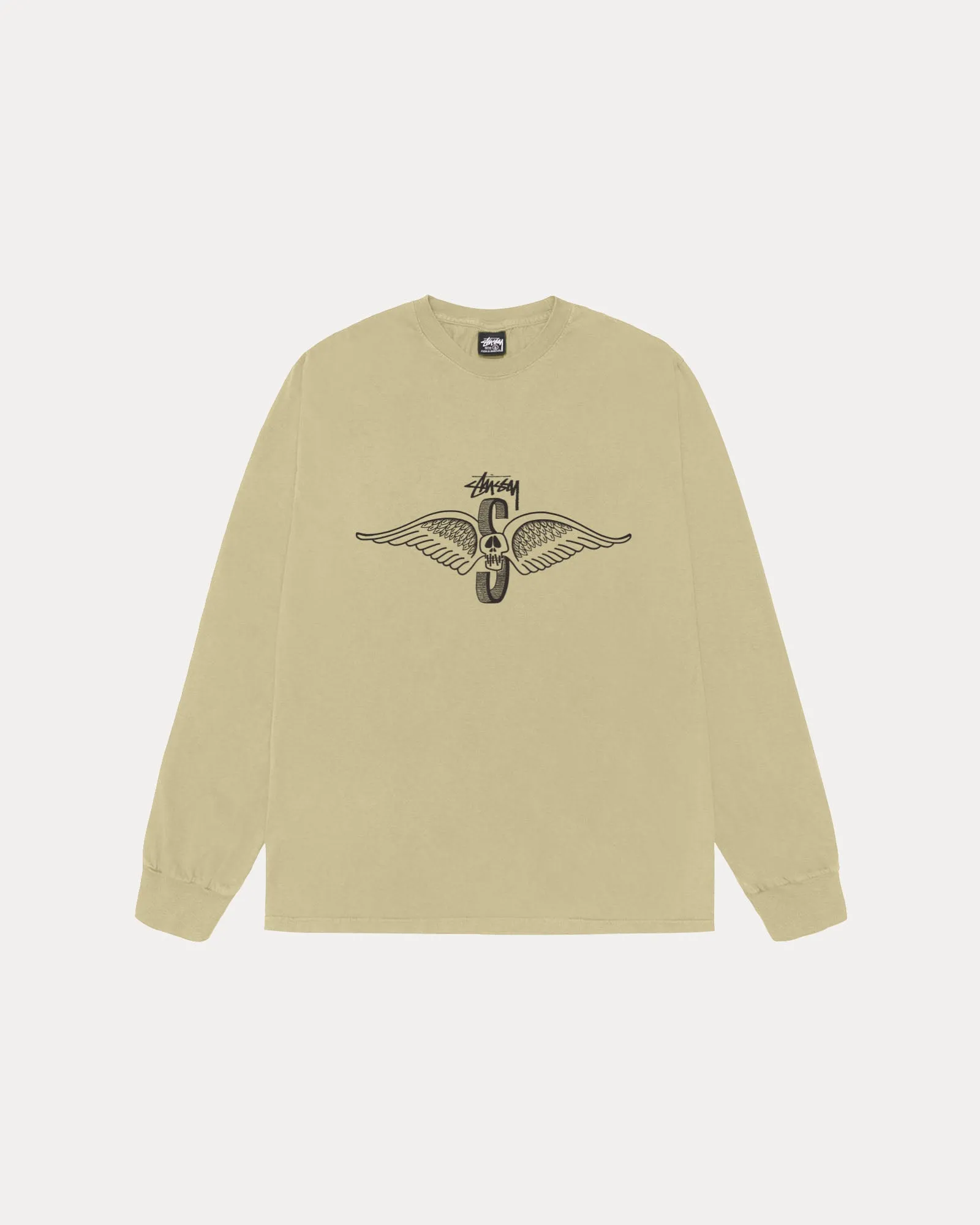 SKULL WINGS LS TEE PIGMENT DYED sold by Stussy