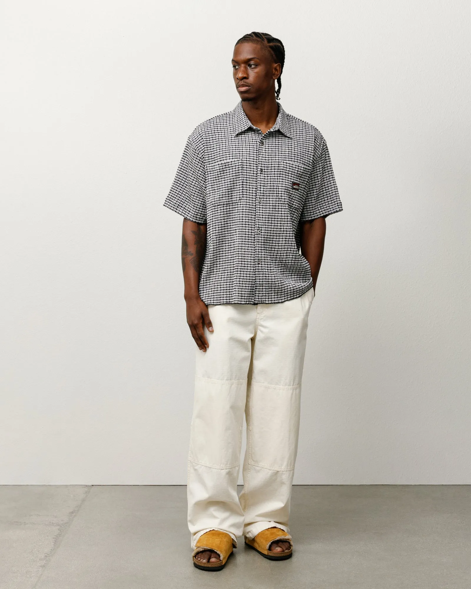 CRINKLED CHECK SS SHIRT sold by Stussy