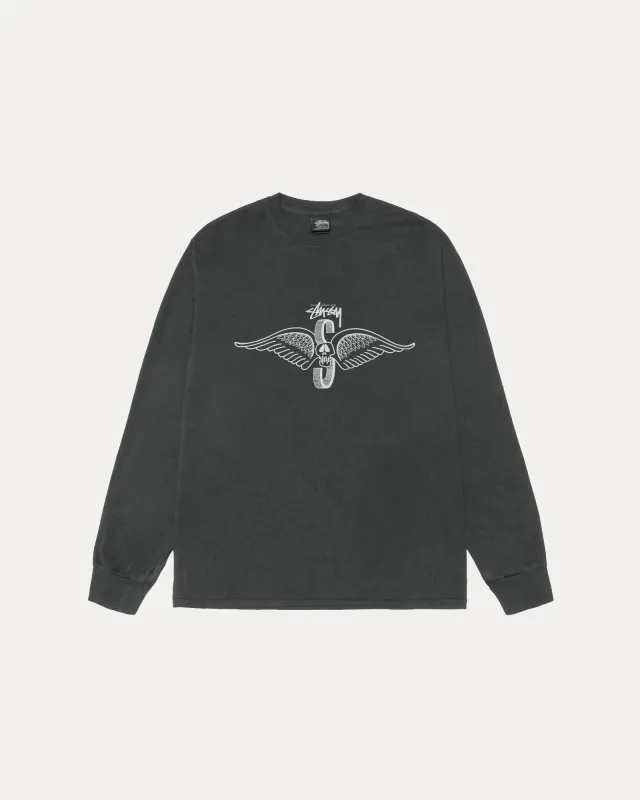 SKULL WINGS LS TEE PIGMENT DYED sold by Stussy