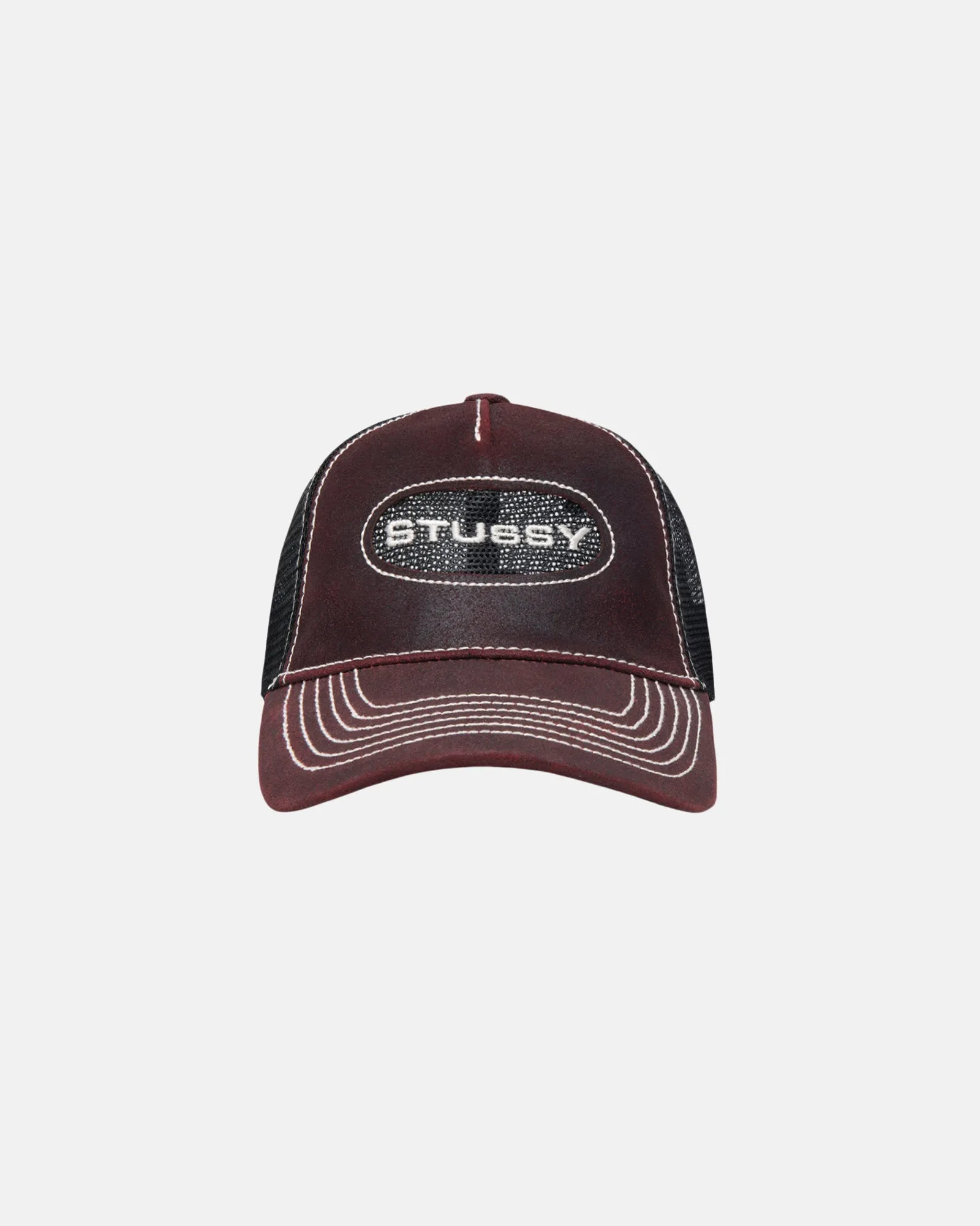LOW PRO TRUCKER CUT-OUT LEATHER SNAPBACK sold by Stussy