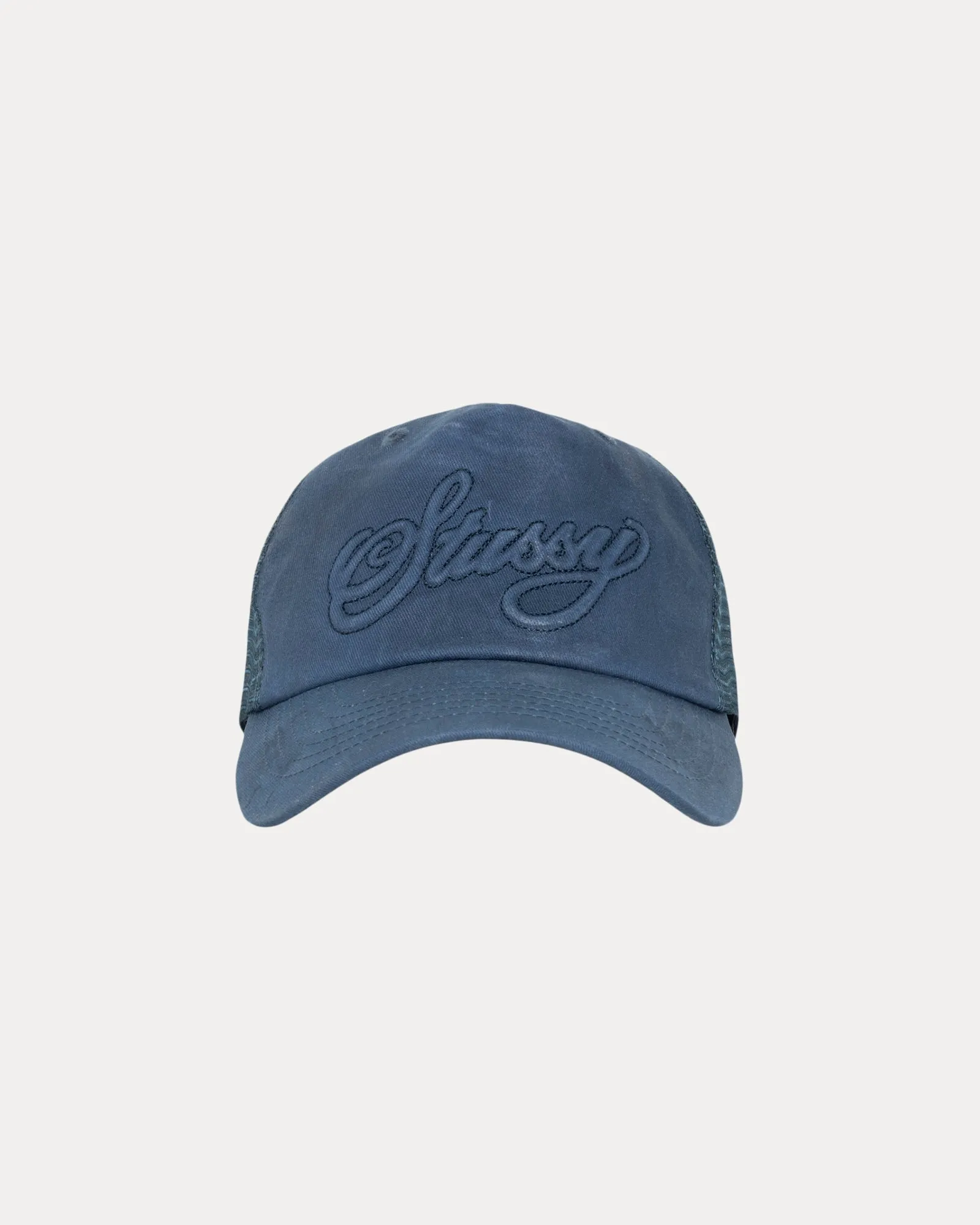 CURSIVE STITCH SNAPBACK TRUCKER sold by Stussy