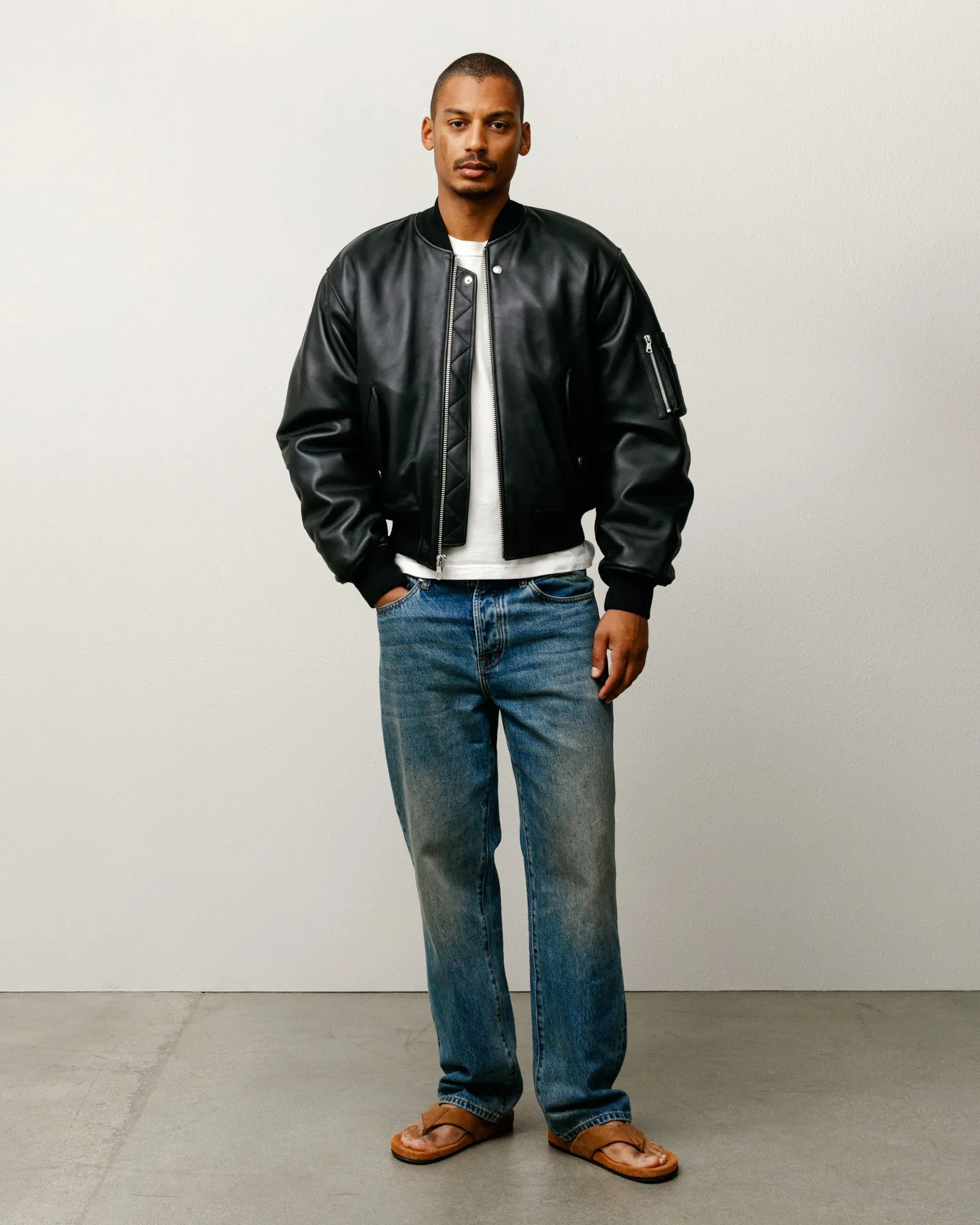 LEATHER BUILT BOMBER sold by Stussy