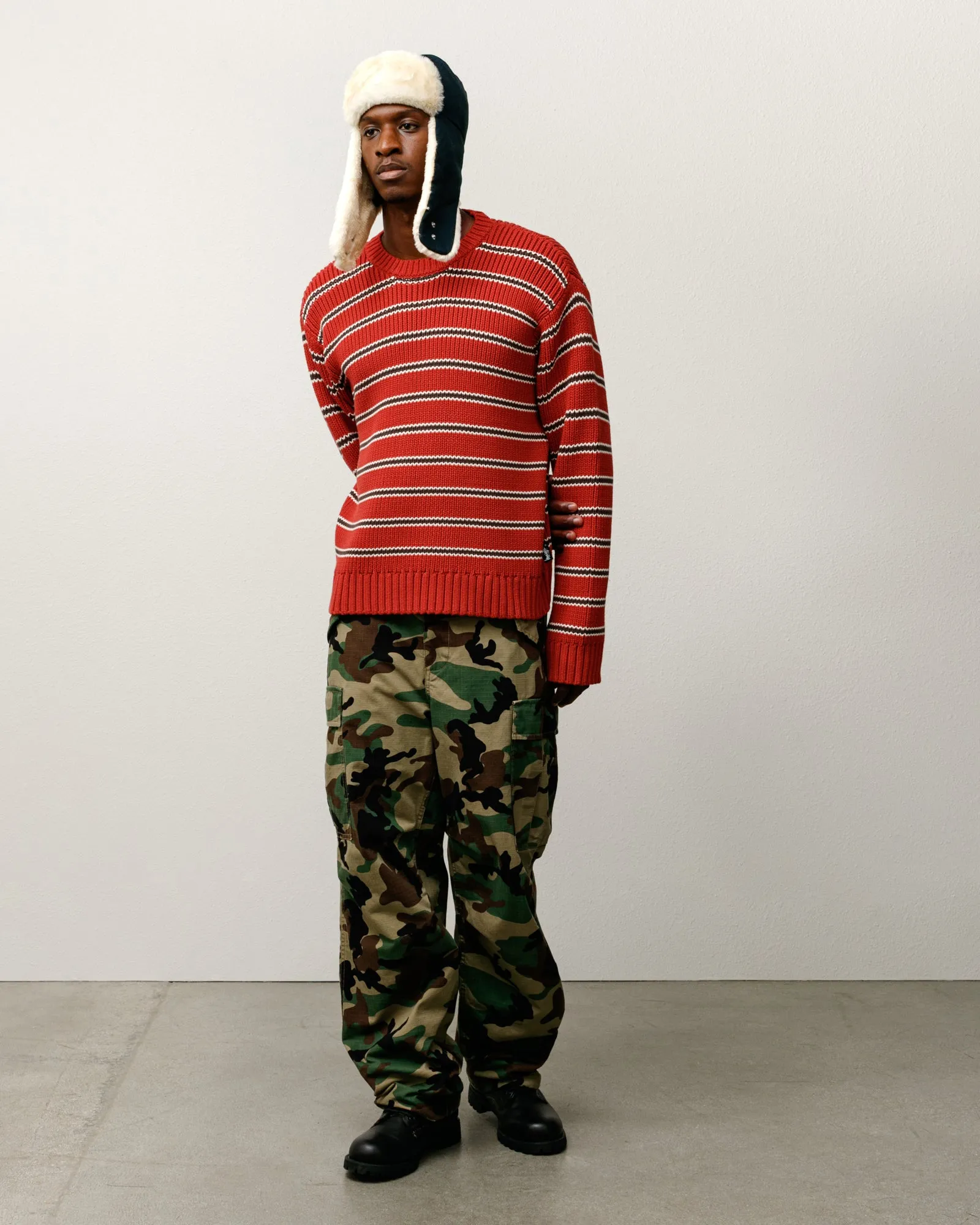 CHUNKY COTTON STRIPE SWEATER sold by Stussy