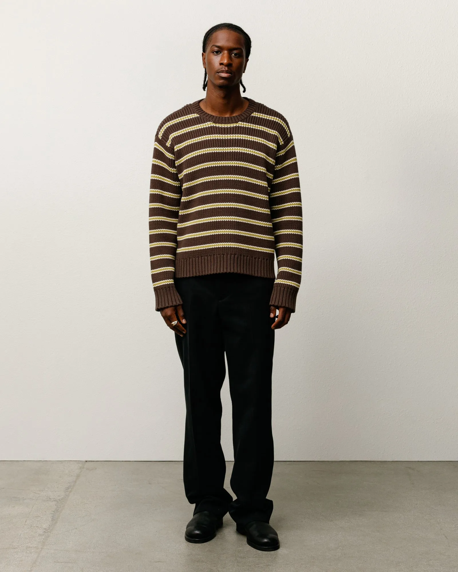 CHUNKY COTTON STRIPE SWEATER sold by Stussy