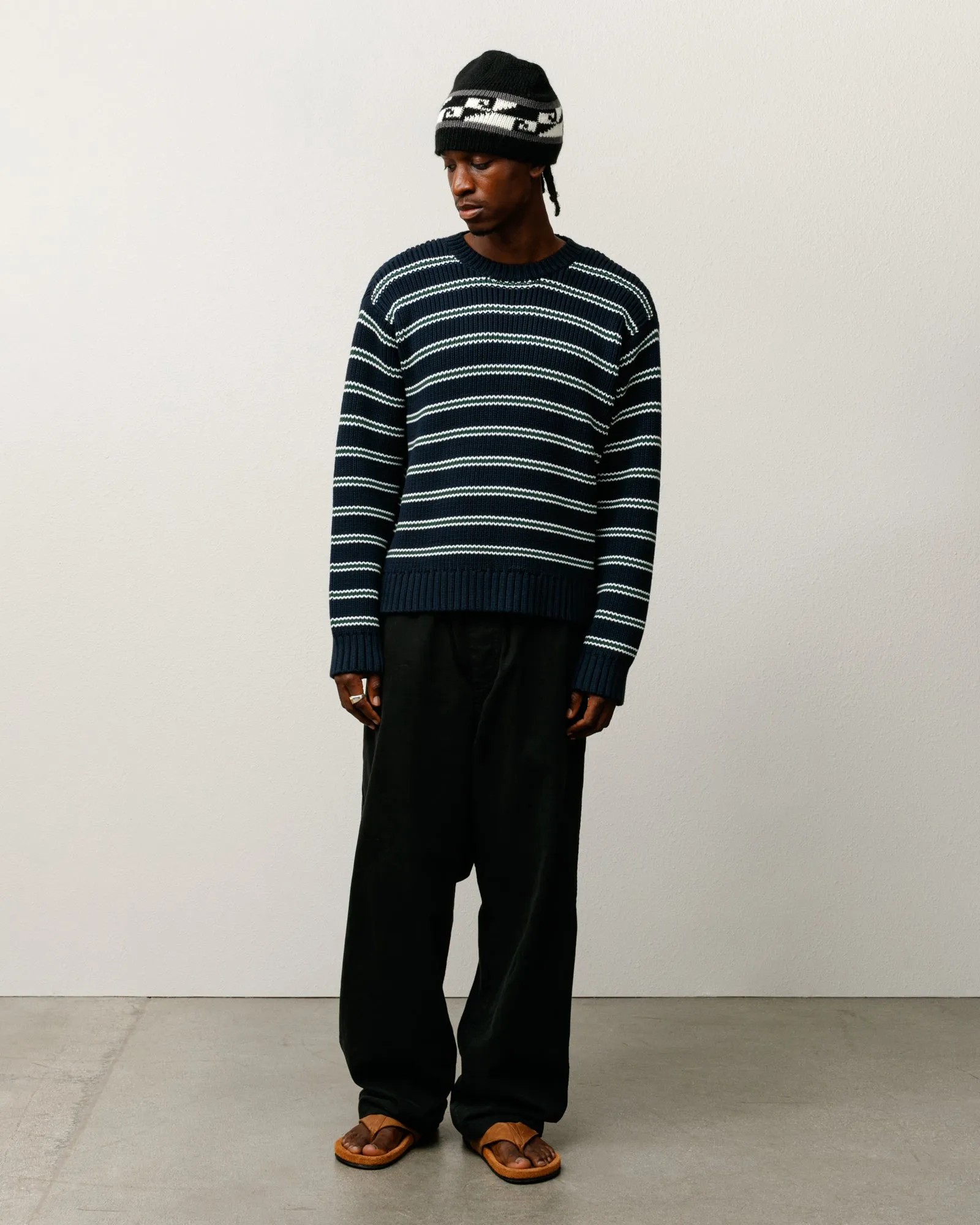 CHUNKY COTTON STRIPE SWEATER sold by Stussy