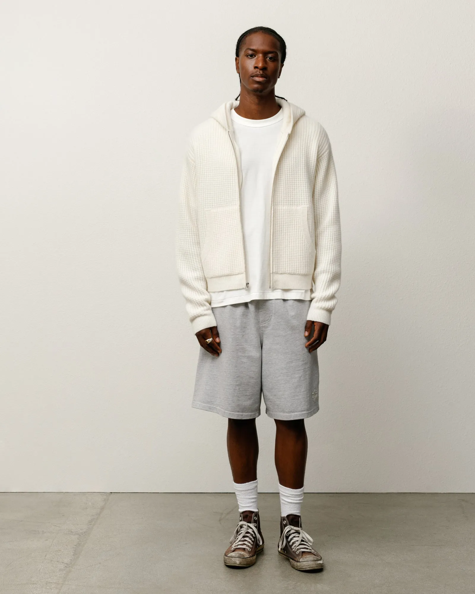 WAFFLE CASHMERE ZIP HOOD SWEATER sold by Stussy product image thumbnail 5