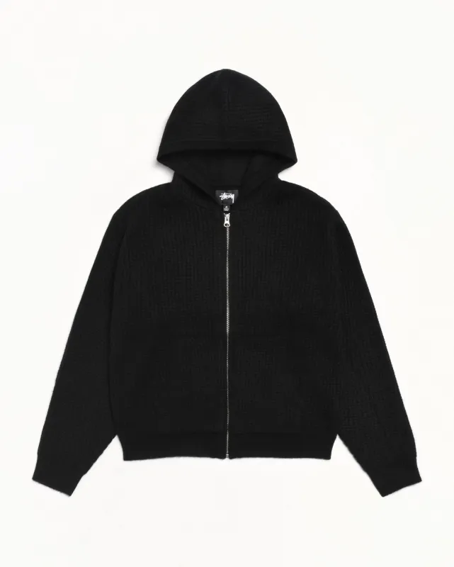 WAFFLE CASHMERE ZIP HOOD SWEATER sold by Stussy