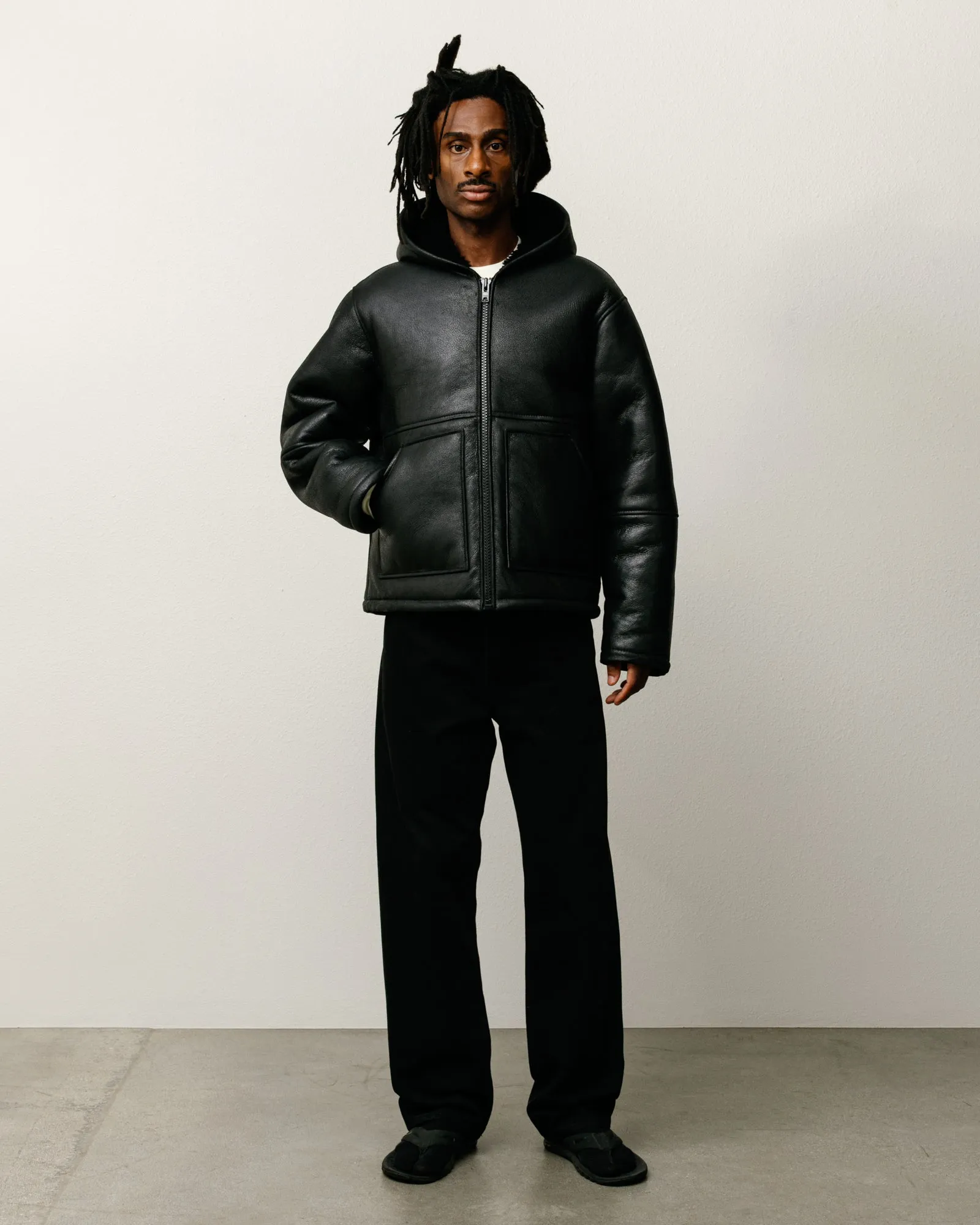 SHEARLING HOODED JACKET sold by Stussy