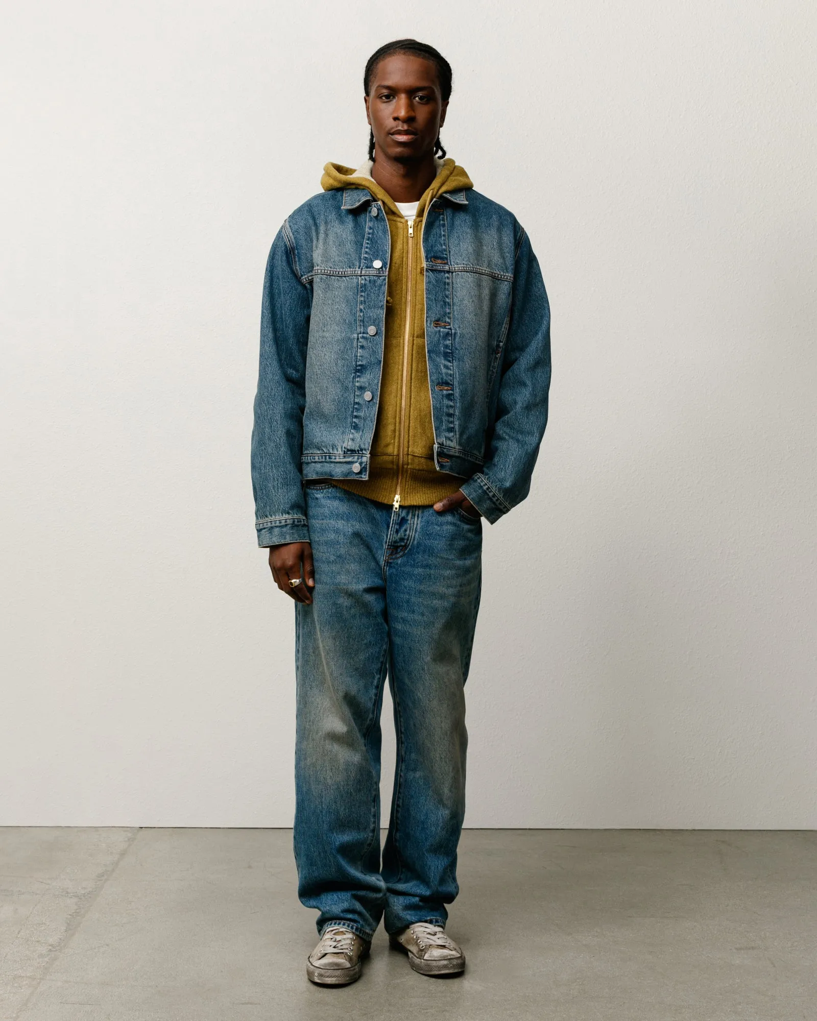 TRUCKER JACKET DENIM sold by Stussy