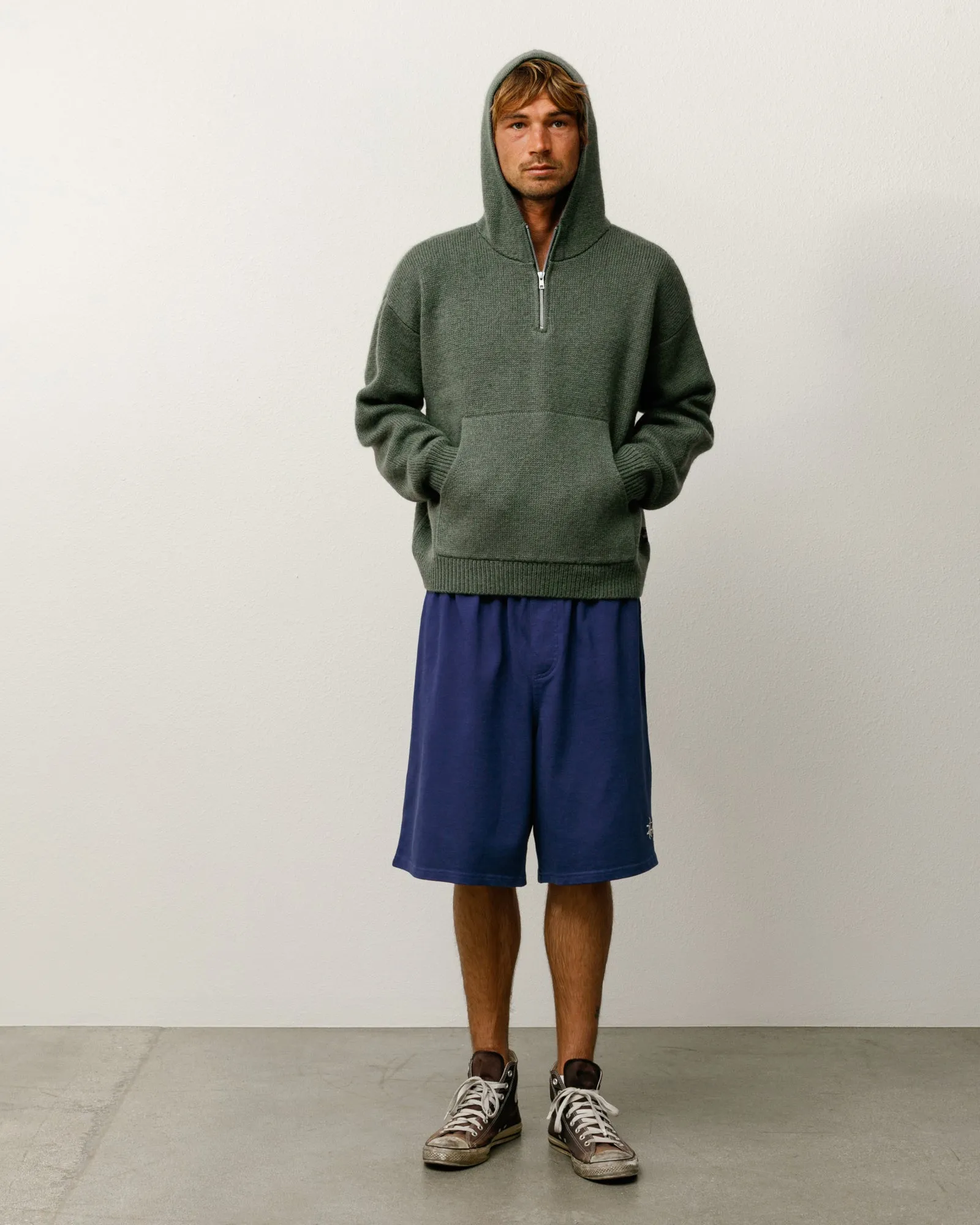QUARTER ZIP KNIT HOODIE sold by Stussy