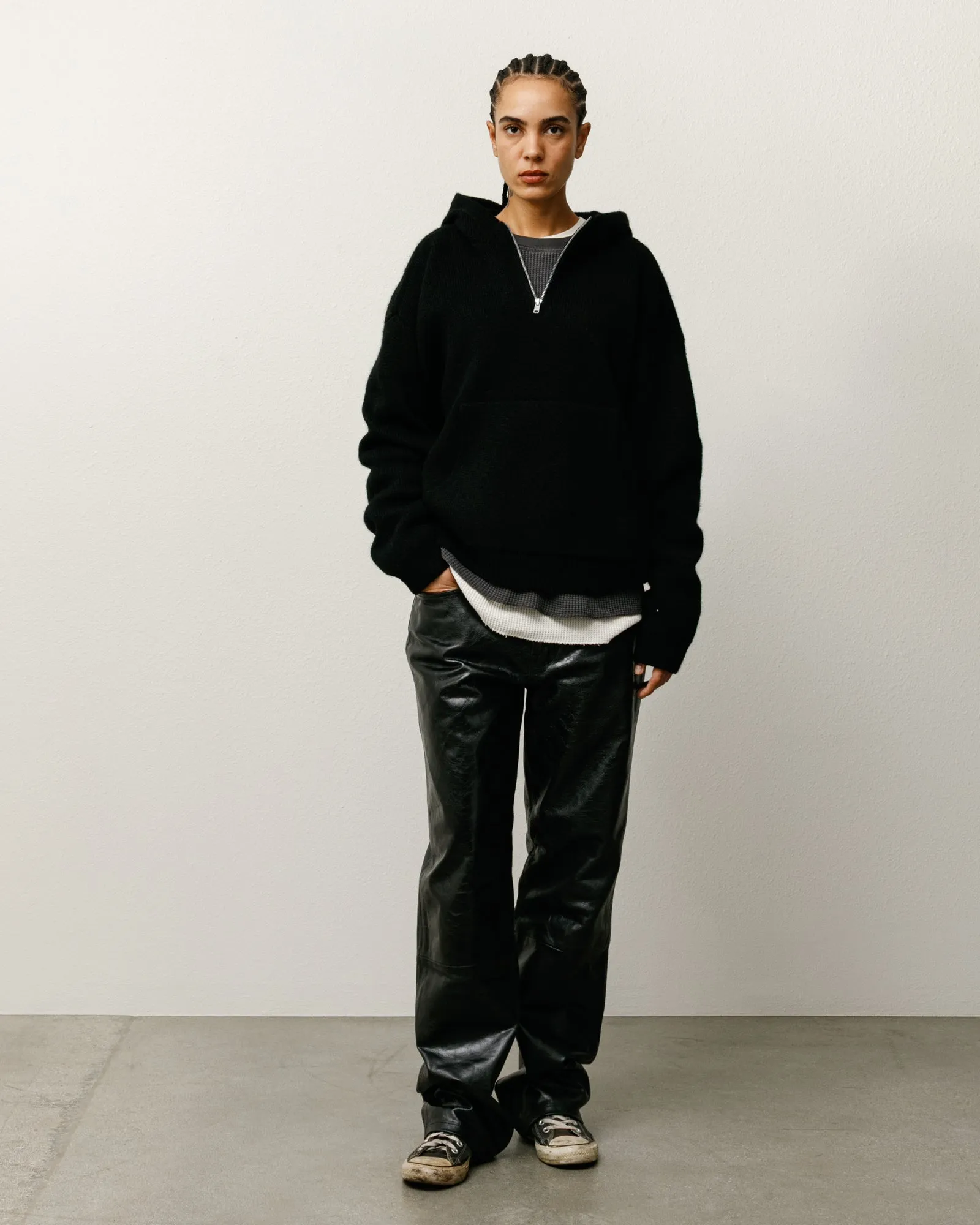 QUARTER ZIP KNIT HOODIE sold by Stussy