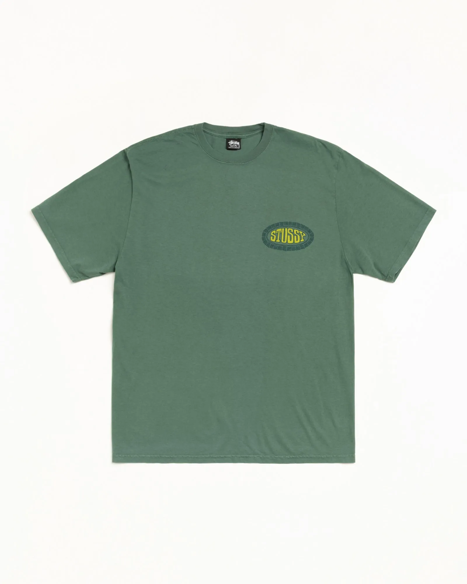 TILE OVAL TEE PIGMENT DYED sold by Stussy