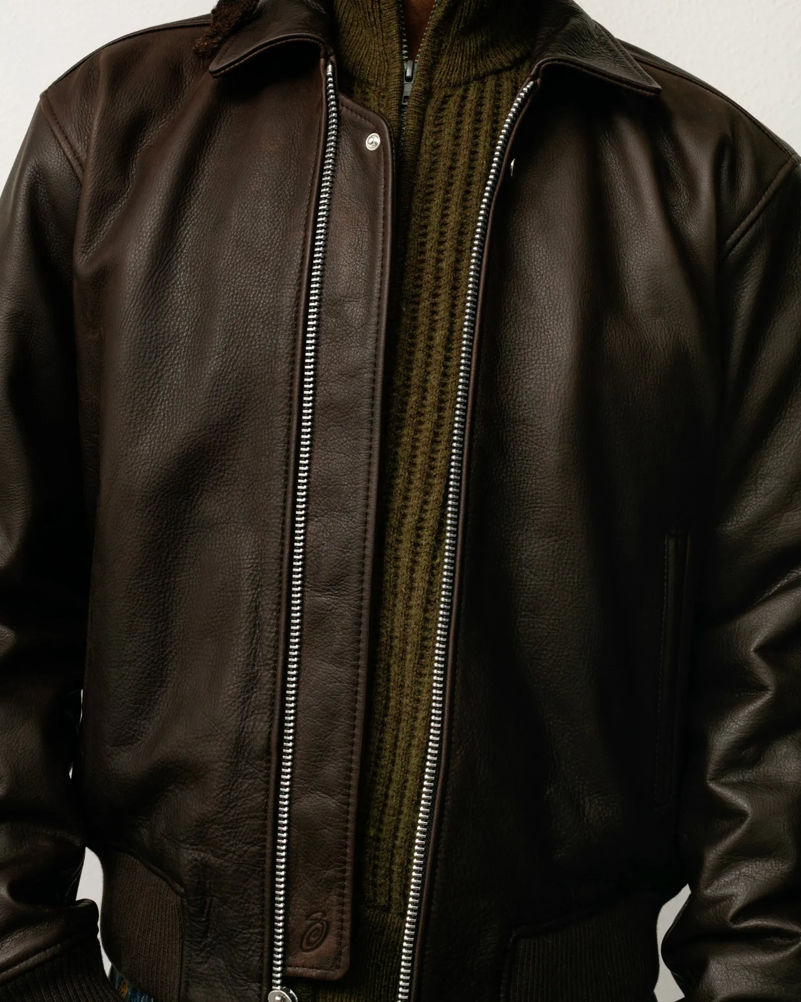 LEATHER FLIGHT JACKET sold by Stussy product image thumbnail 3