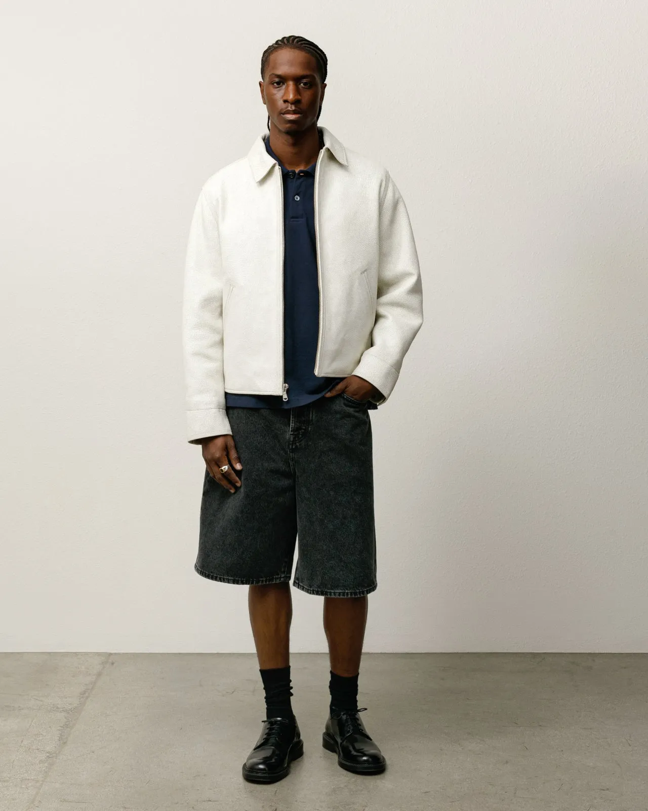 GARAGE JACKET CRACKED LEATHER sold by Stussy