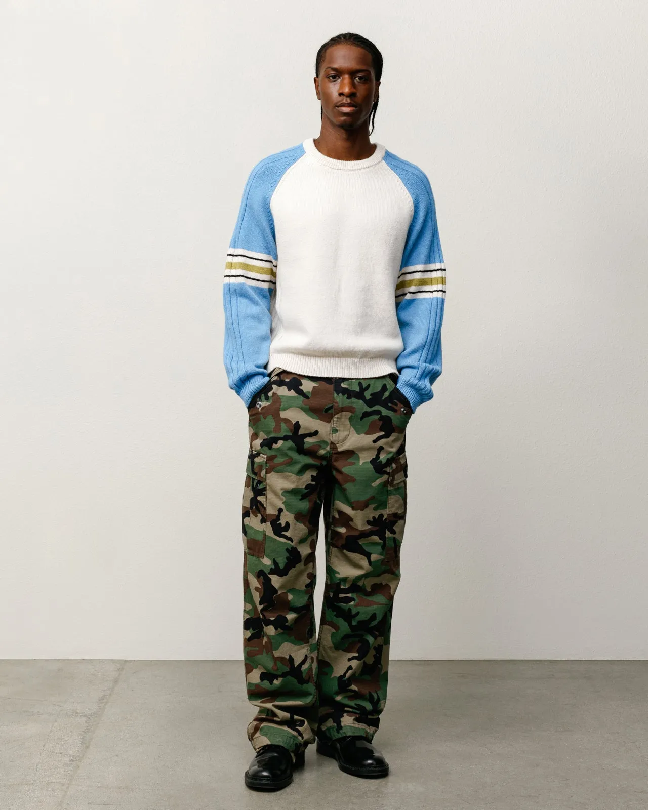 STRIPE RAGLAN CREW sold by Stussy