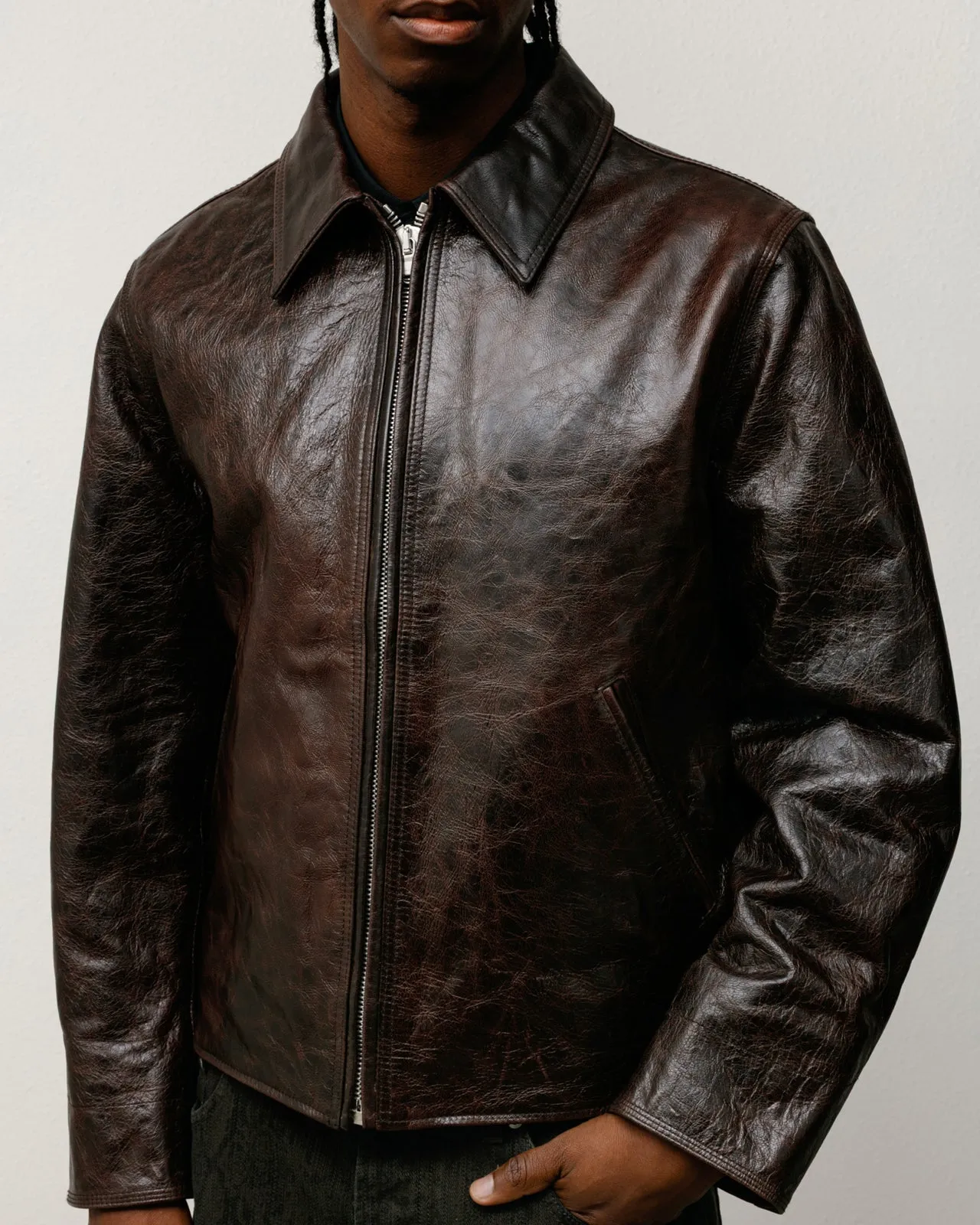 GARAGE JACKET LEATHER sold by Stussy product image thumbnail 2
