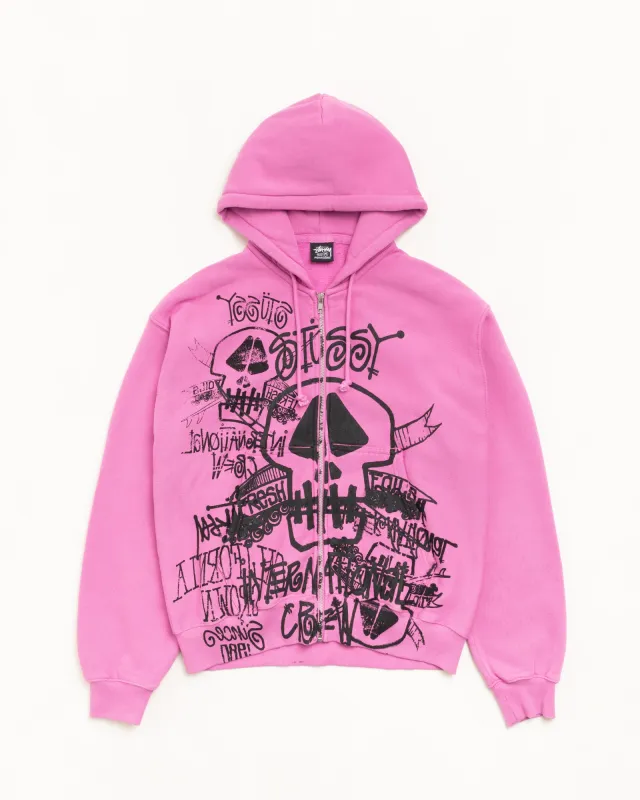 SKULLS ZIP HOODIE PIGMENT DYED sold by Stussy