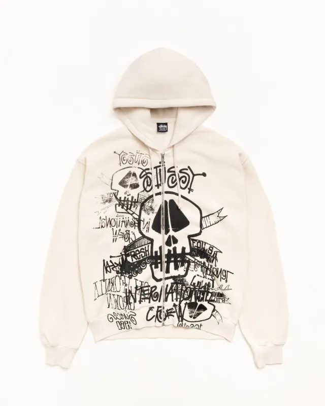 SKULLS ZIP HOODIE PIGMENT DYED made by Stussy