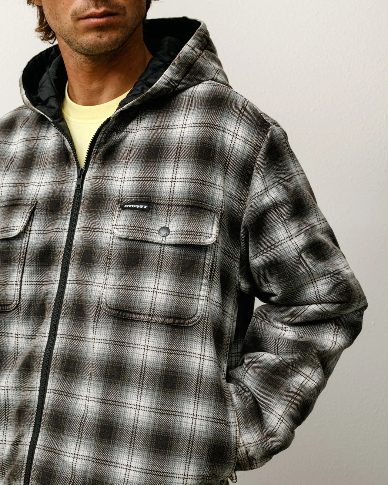ZIP HOODED PLAID SHIRT sold by Stussy product image thumbnail 2