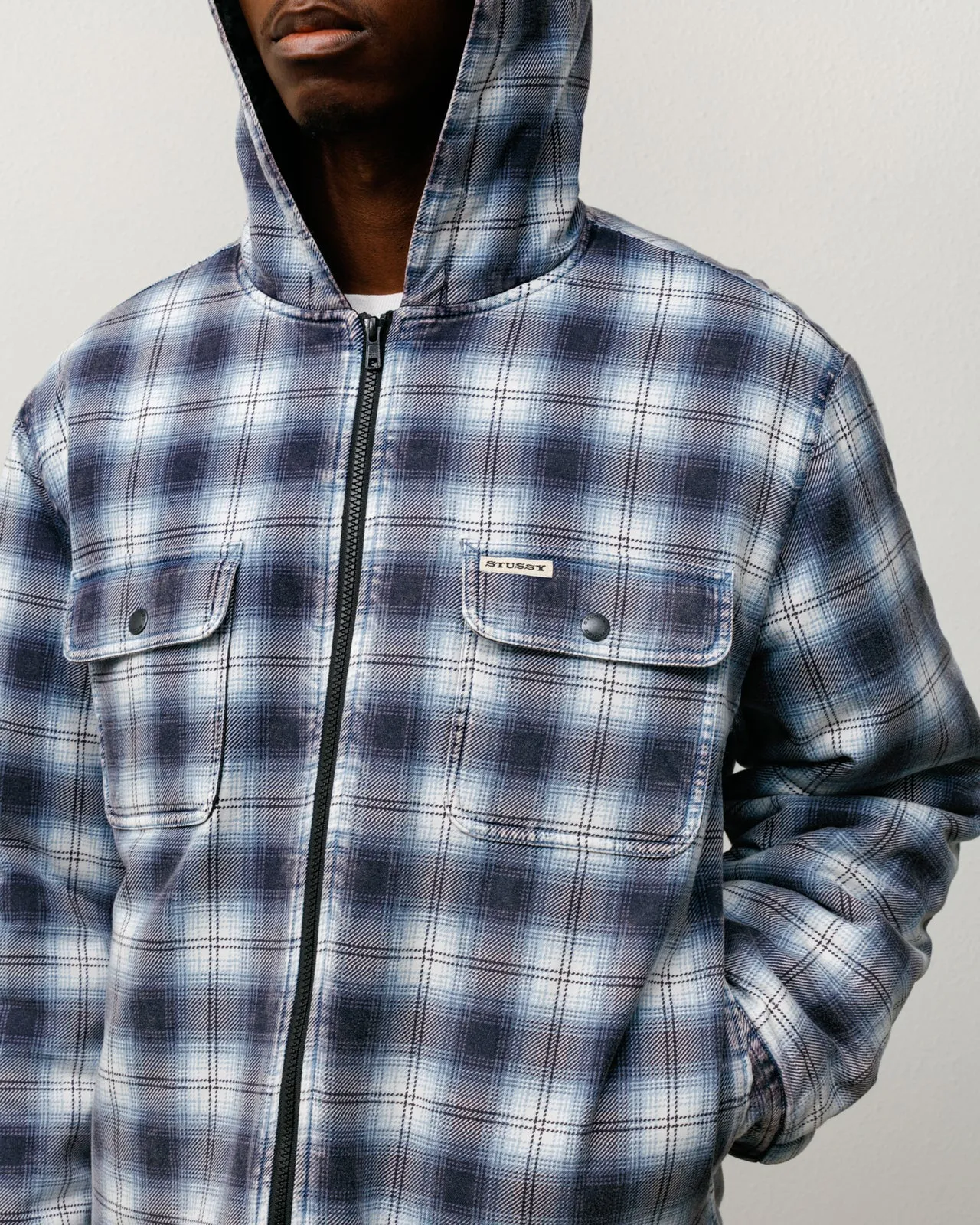 ZIP HOODED PLAID SHIRT sold by Stussy product image thumbnail 2