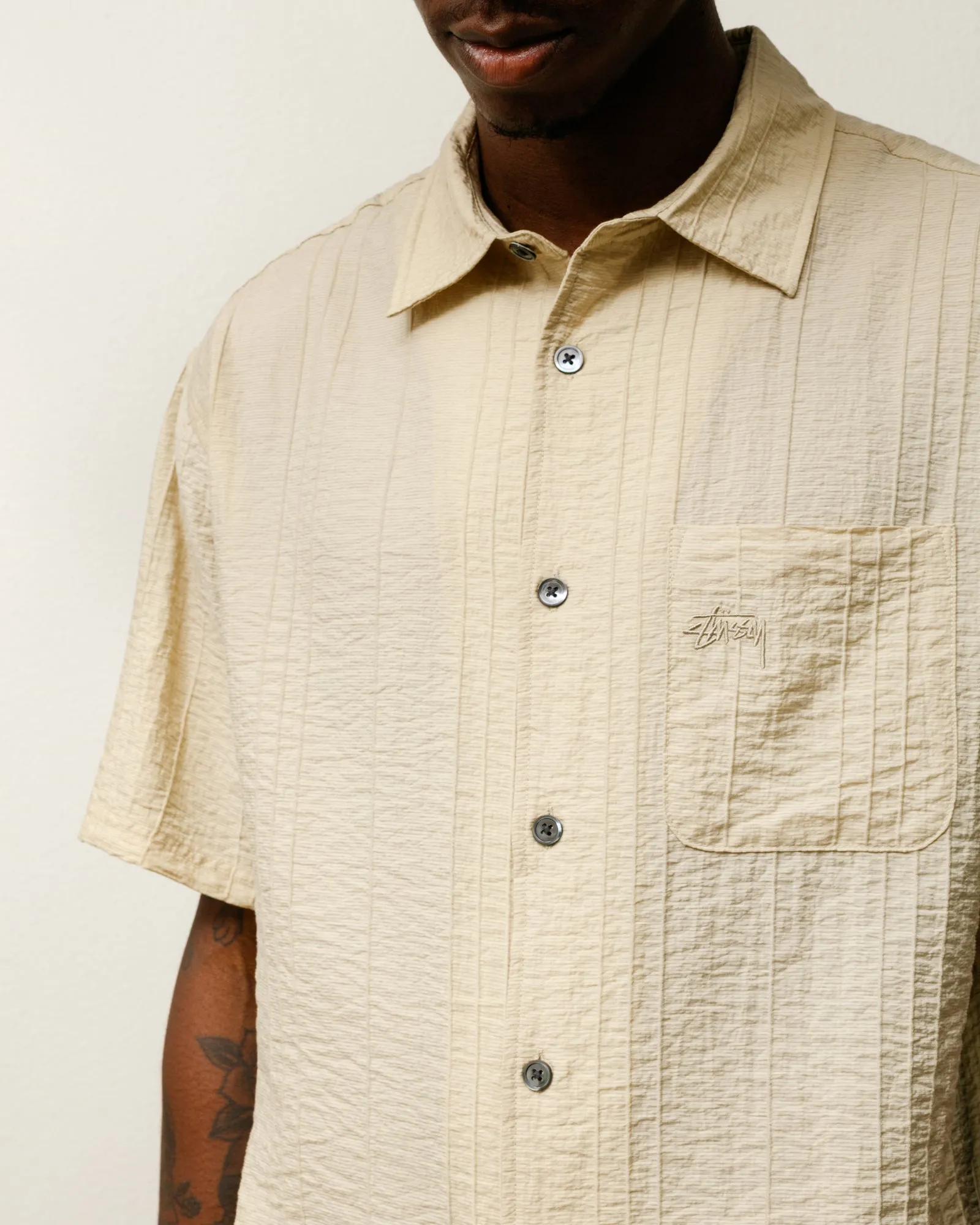 PLEATED TEXTURED SHIRT sold by Stussy product image thumbnail 4