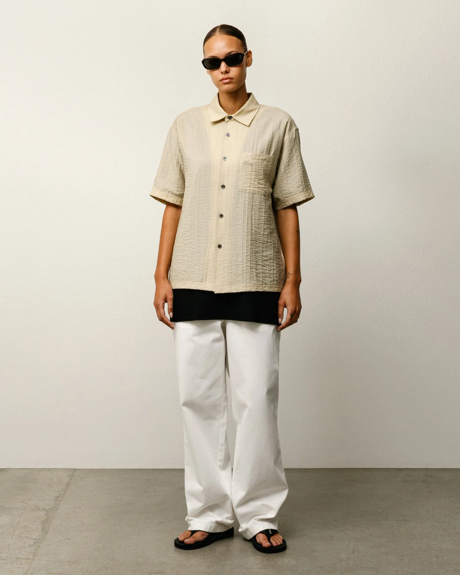 PLEATED TEXTURED SHIRT sold by Stussy