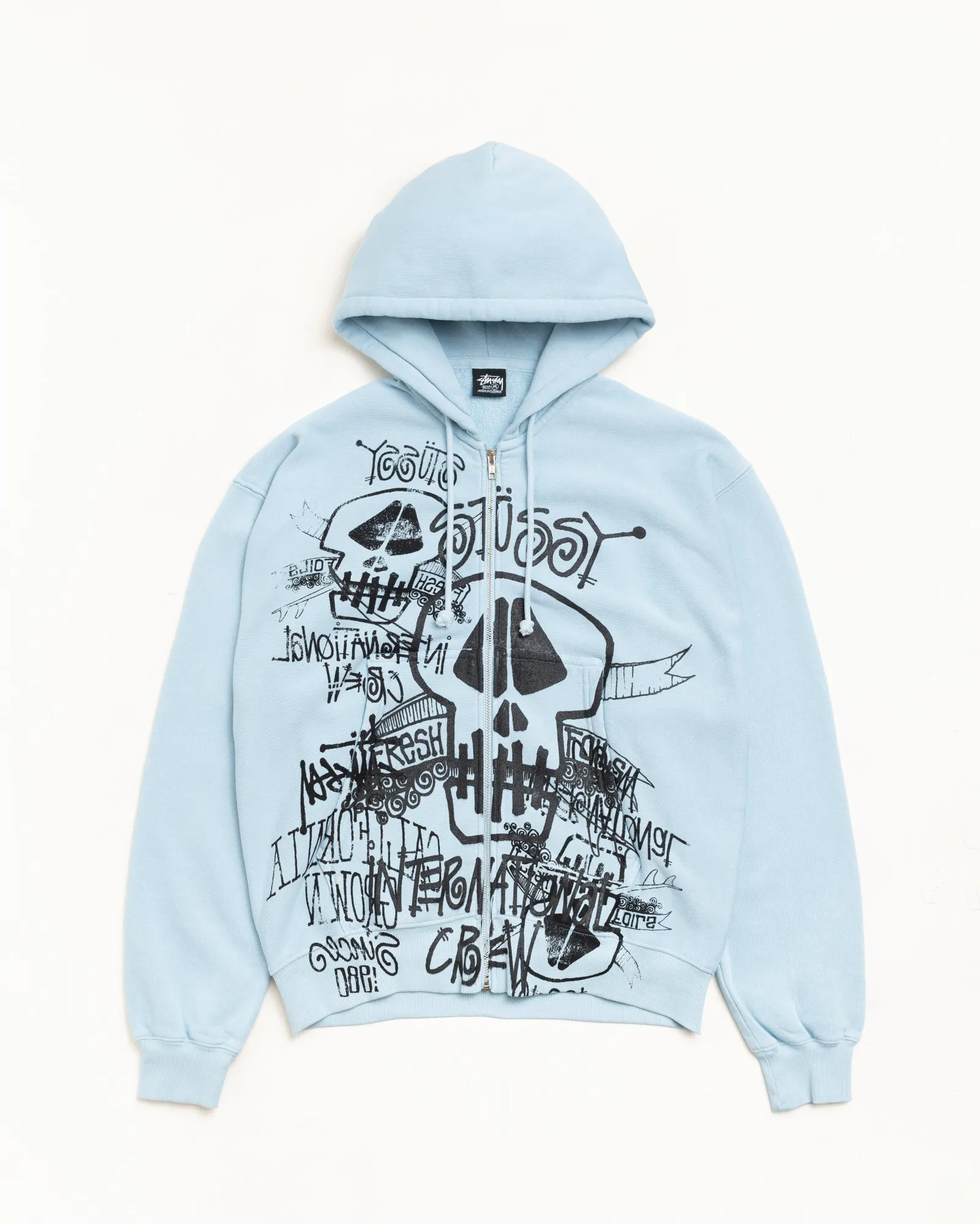 SKULLS ZIP HOODIE PIGMENT DYED sold by Stussy