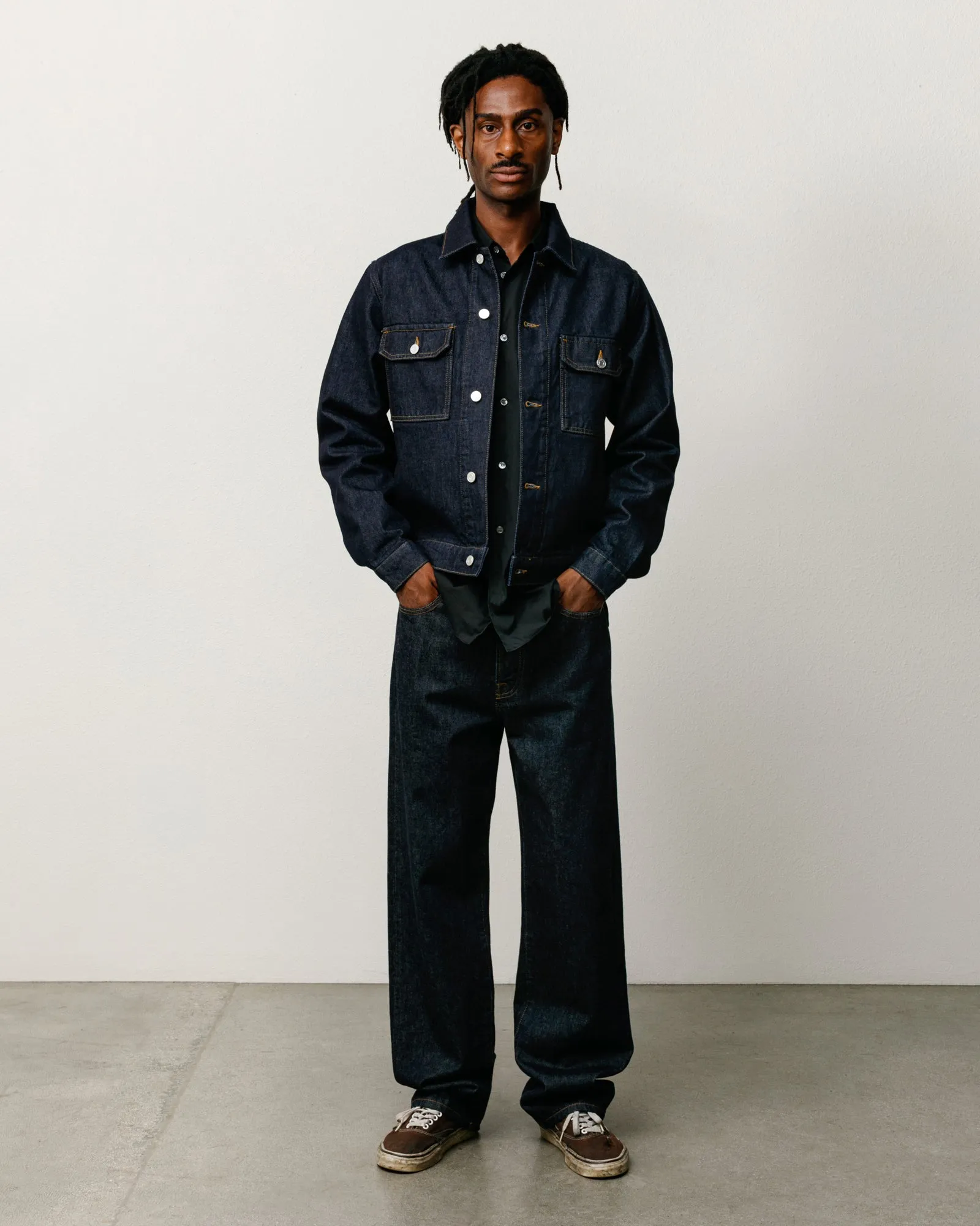 DENIM TRUCKER JACKET sold by Stussy