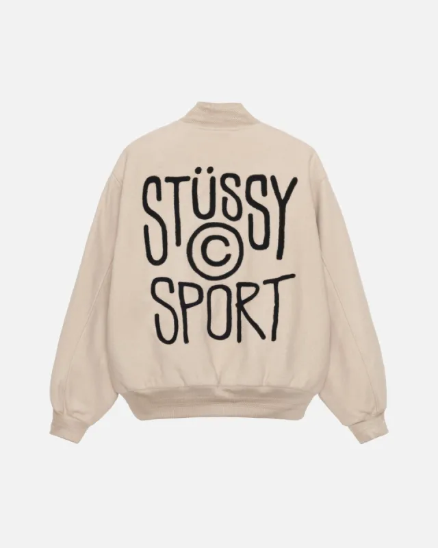 SPORT MELTON VARSITY JACKET sold by Stussy