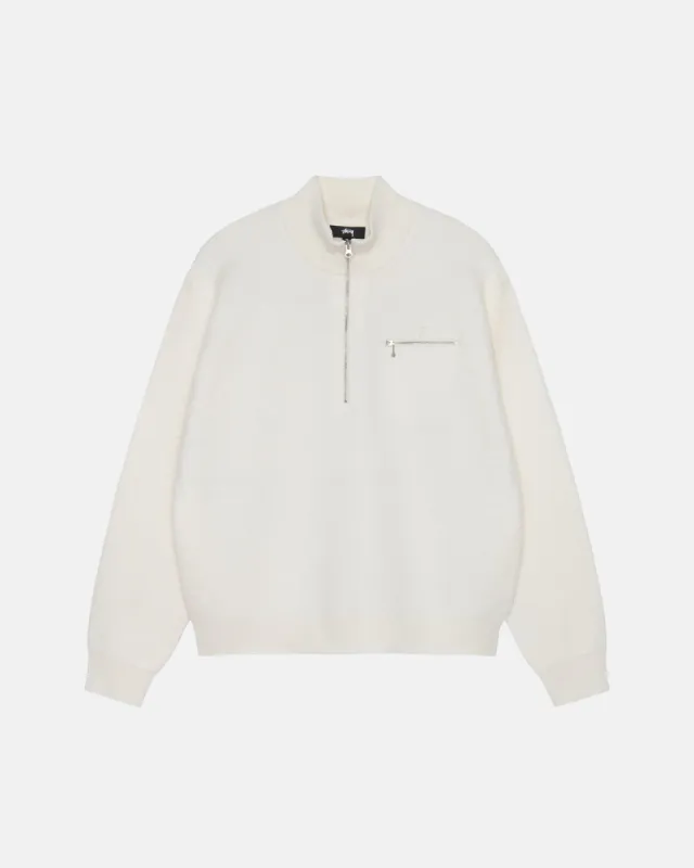 HALF ZIP MOCK NECK SWEATER sold by Stussy