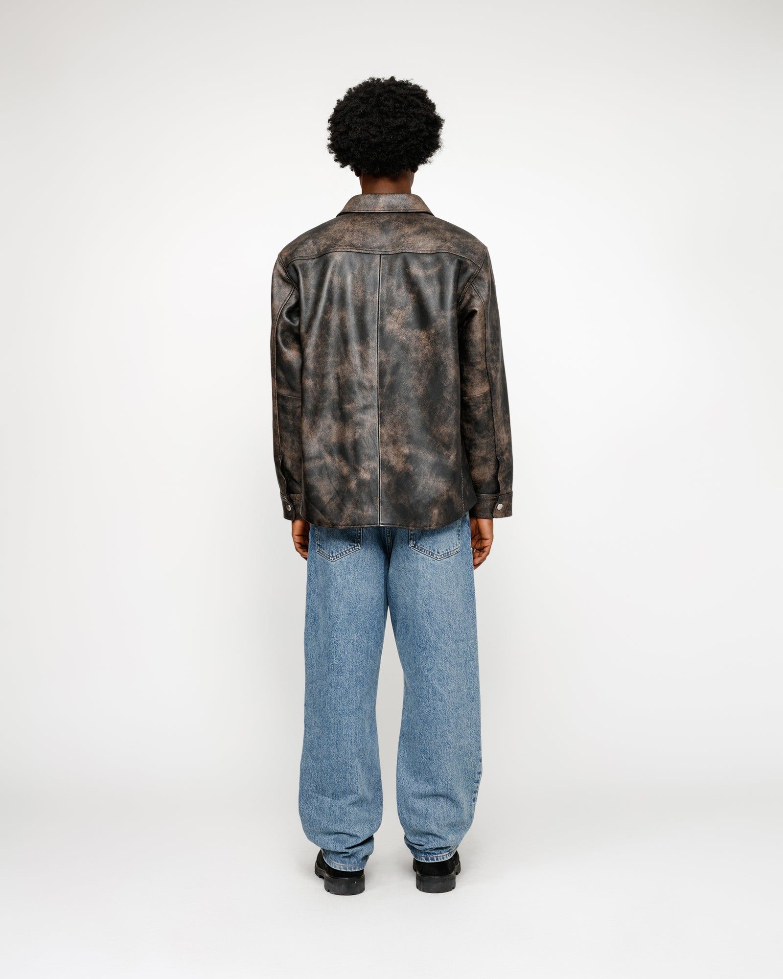 STUSSY ステューシー 革ジャンBoxy Leather Overshirt Buy Stussy Boxy Leather Overshirt 'Espresso' - 1110259 ESPR