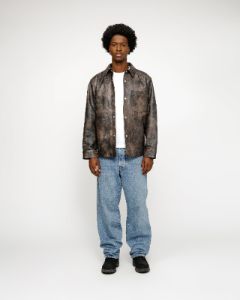 STUSSY ステューシー 革ジャンBoxy Leather Overshirt - メルカリ