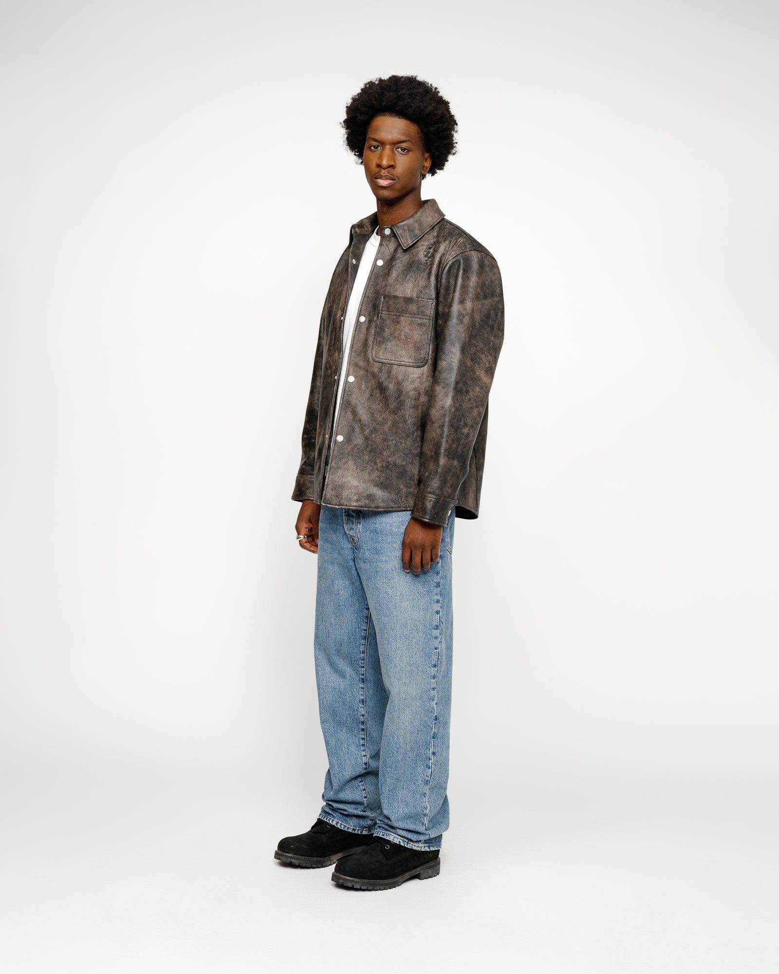 LEATHER OVERSHIRT sold by Stussy product image thumbnail 3