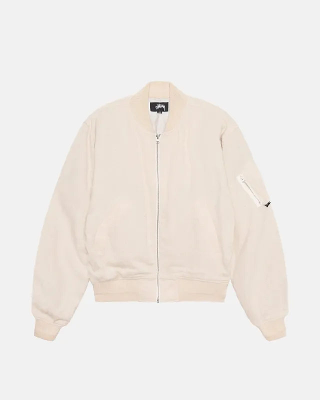 LINEN BEACH BOMBER sold by Stussy
