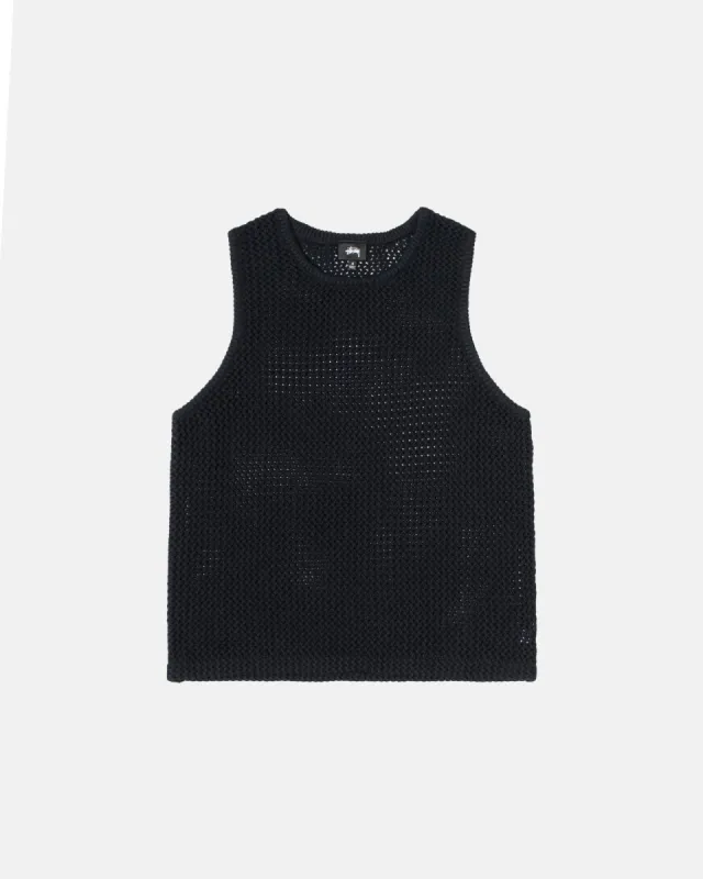 トップス STUSSY O'DYED HEAVYWEIGHT MESH TANK Stussy O'Dyed Mesh Tank Black | BSTN Store
