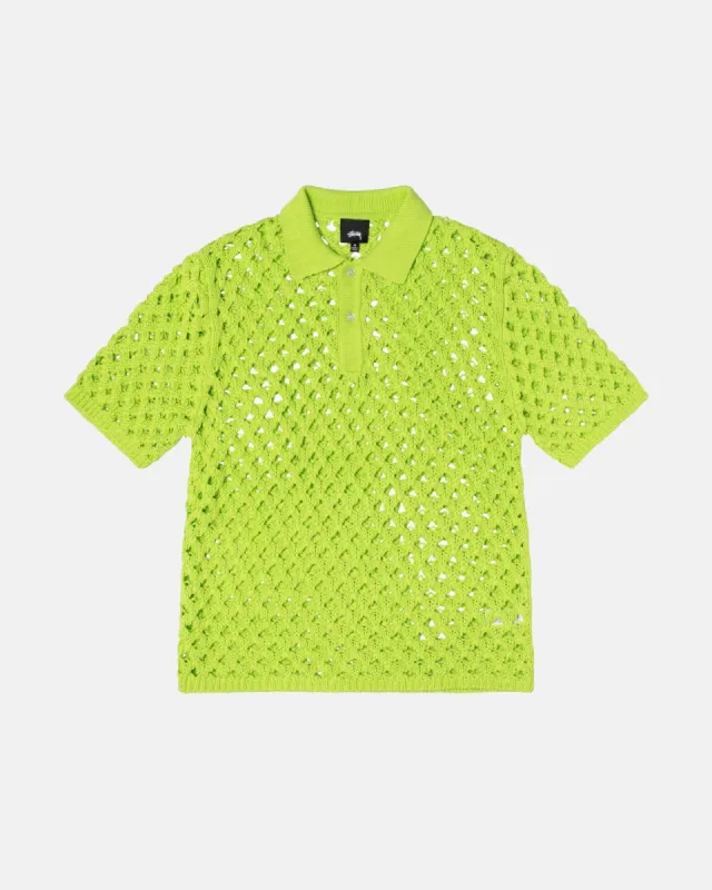 BIG MESH POLO SWEATER sold by Stussy