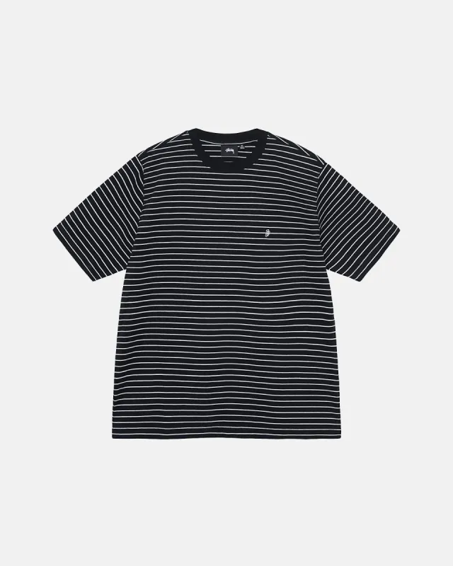 PIN STRIPED SS CREW made by Stussy
