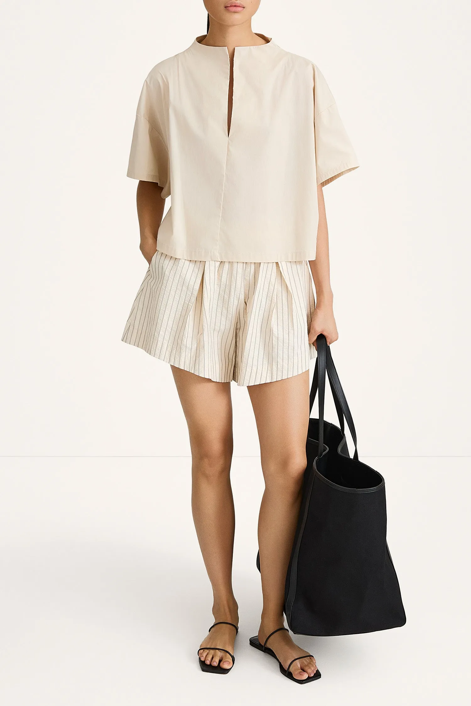 JOJO SHORTS - CREAM STRIPE sold by Stylein