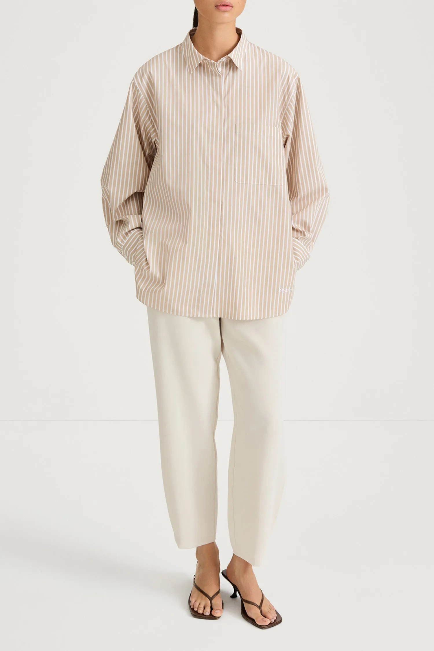 JANSELL SHIRT - BEIGE STRIPE sold by Stylein