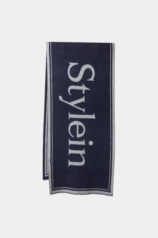 WIDE SIGNATURE SCARF - THALIA NAVY & GREY made by Stylein