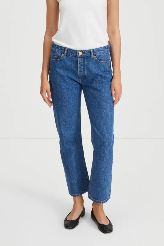 ORIGINAL CROPPED STRAIGHT FIT DENIM - KEN DENIM MID BLUE made by Stylein