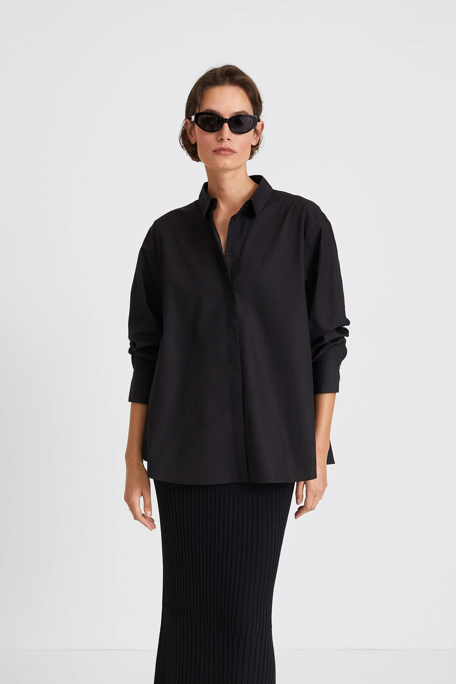 JEANNE SHIRT - BLACK sold by Stylein